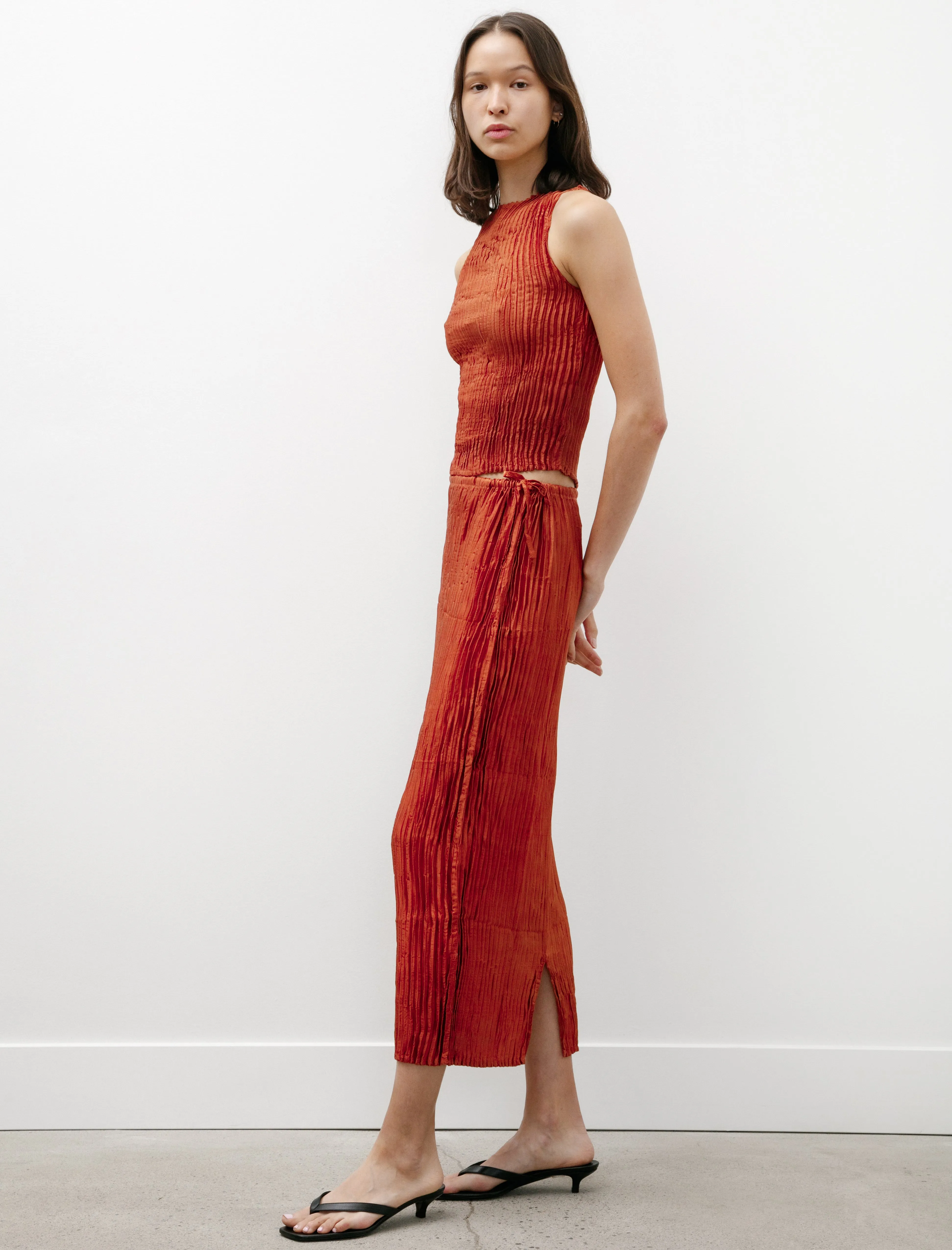 Plissé Silk Skirt Mahogany sold by SHOP NEIGHBOR product image thumbnail 3
