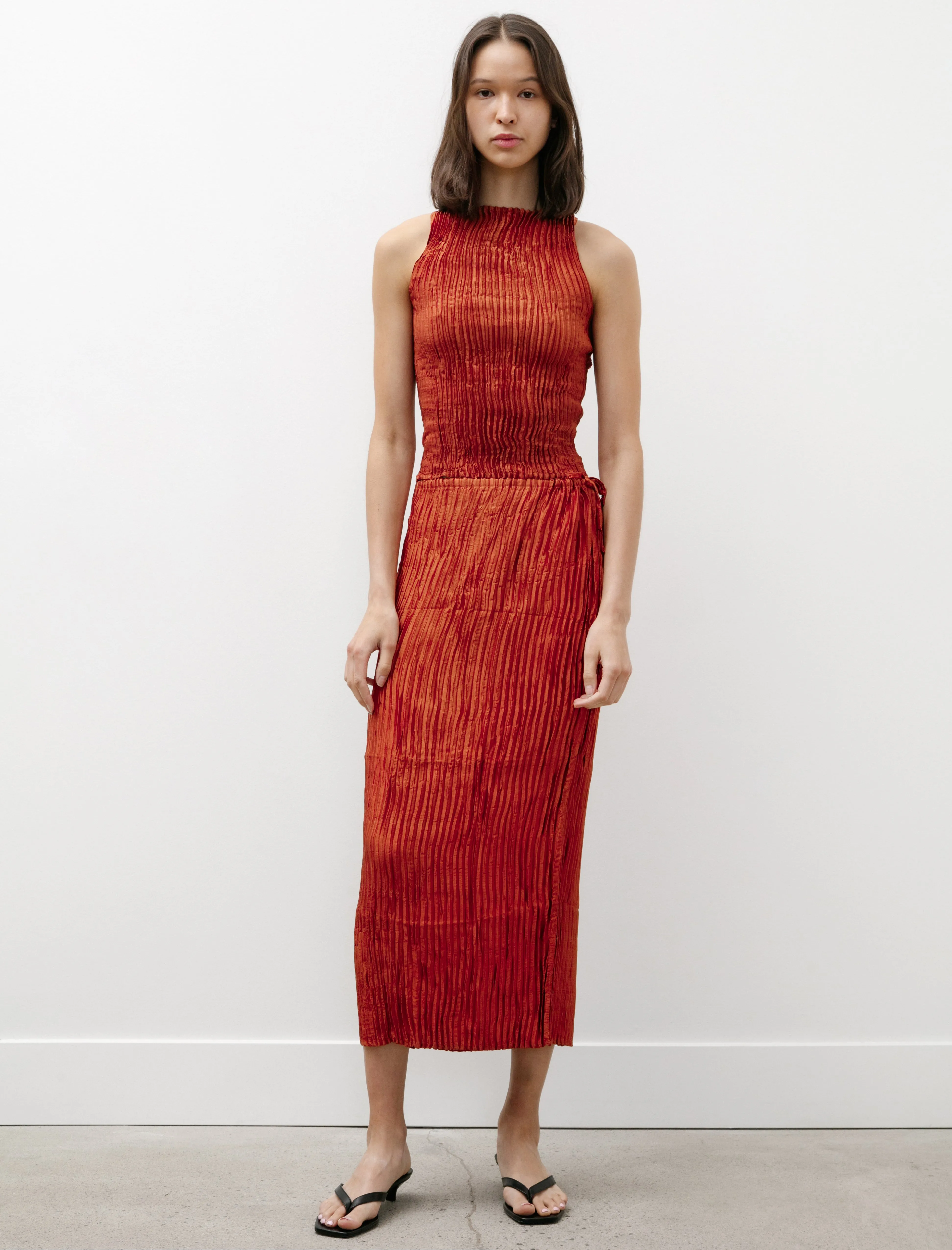 Plissé Silk Skirt Mahogany sold by SHOP NEIGHBOR