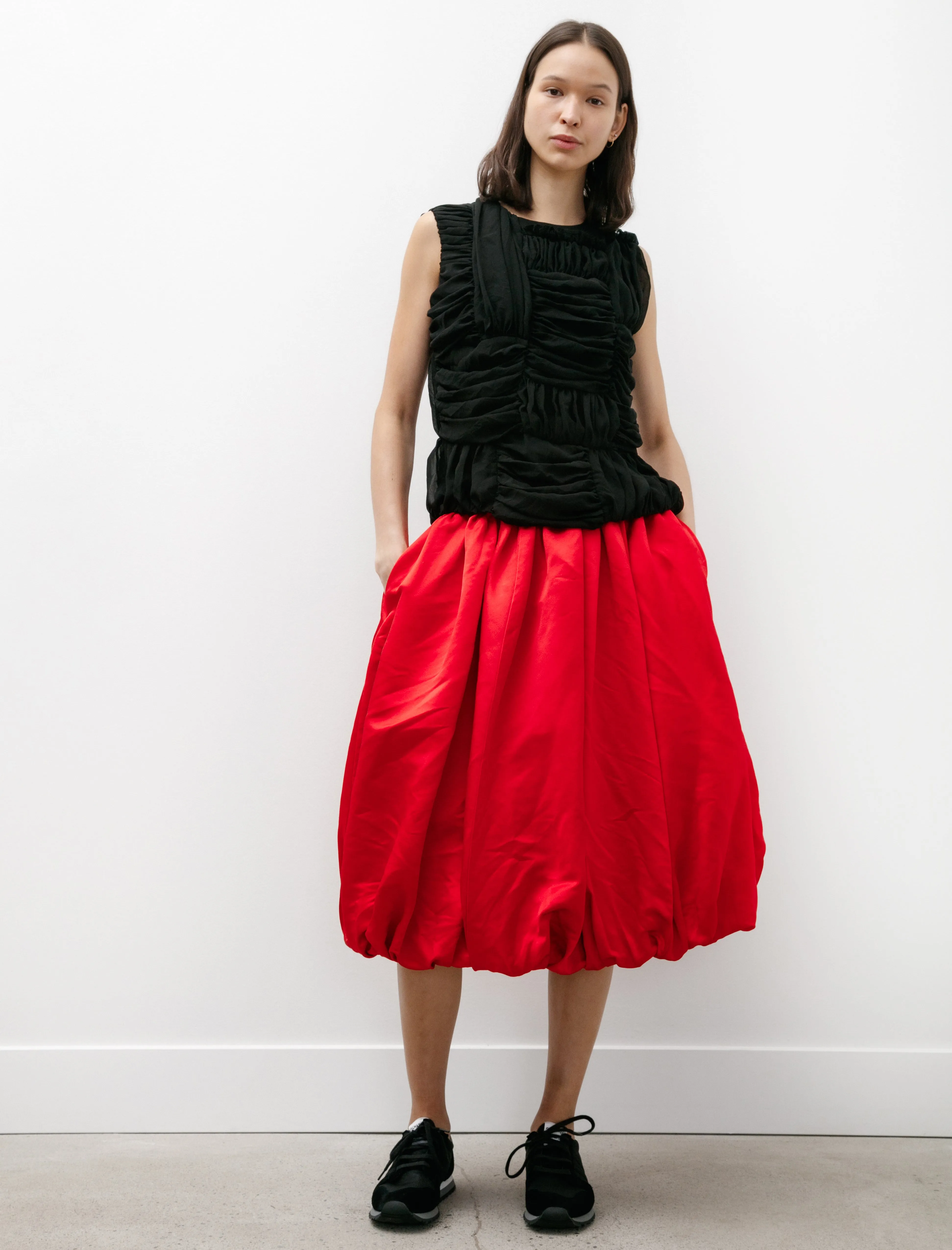 Sleeveless Gathered Georgette Blouse Black sold by SHOP NEIGHBOR product image thumbnail 2