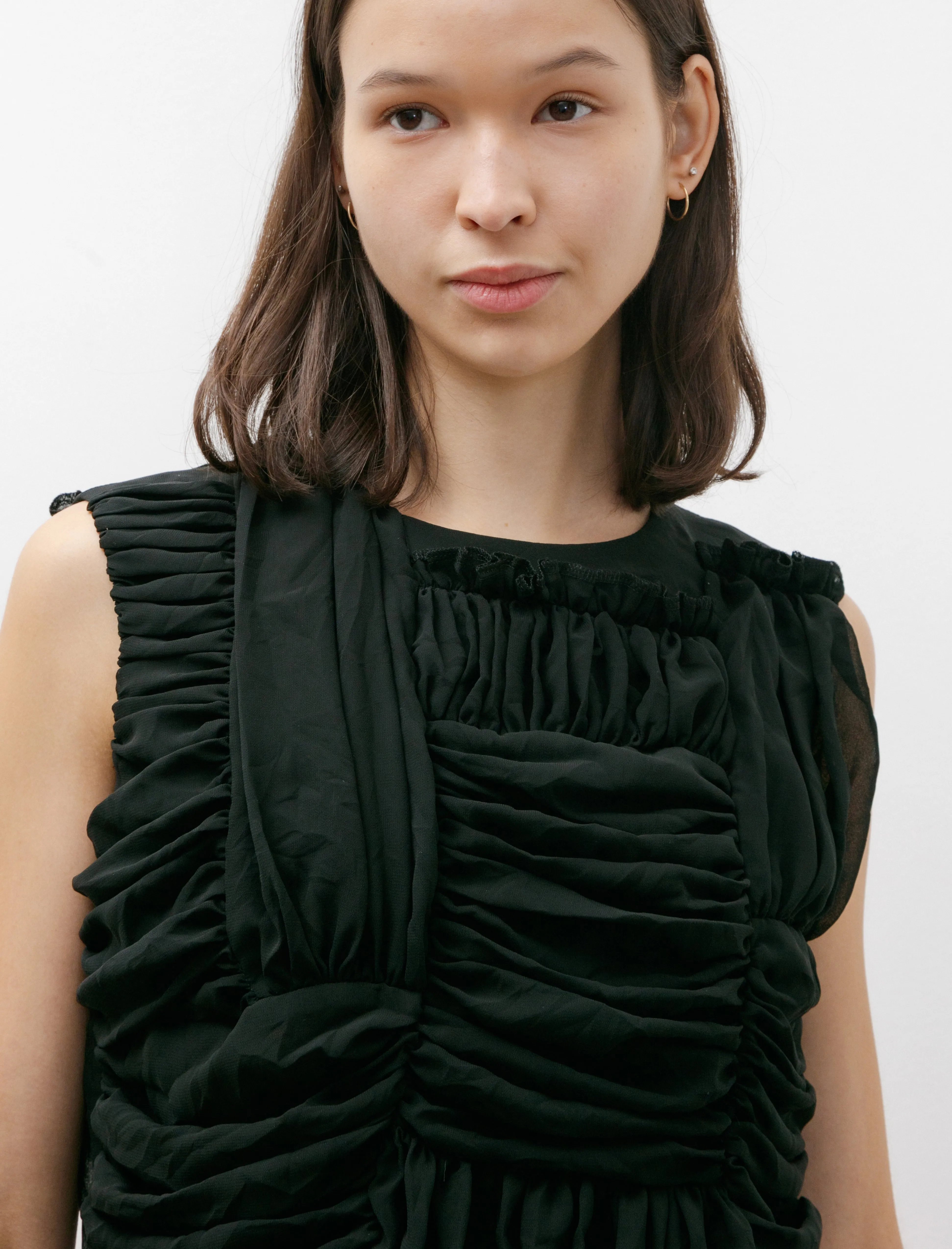 Sleeveless Gathered Georgette Blouse Black sold by SHOP NEIGHBOR product image thumbnail 4