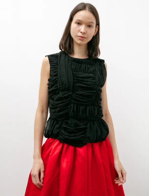 Sleeveless Gathered Georgette Blouse Black sold by SHOP NEIGHBOR