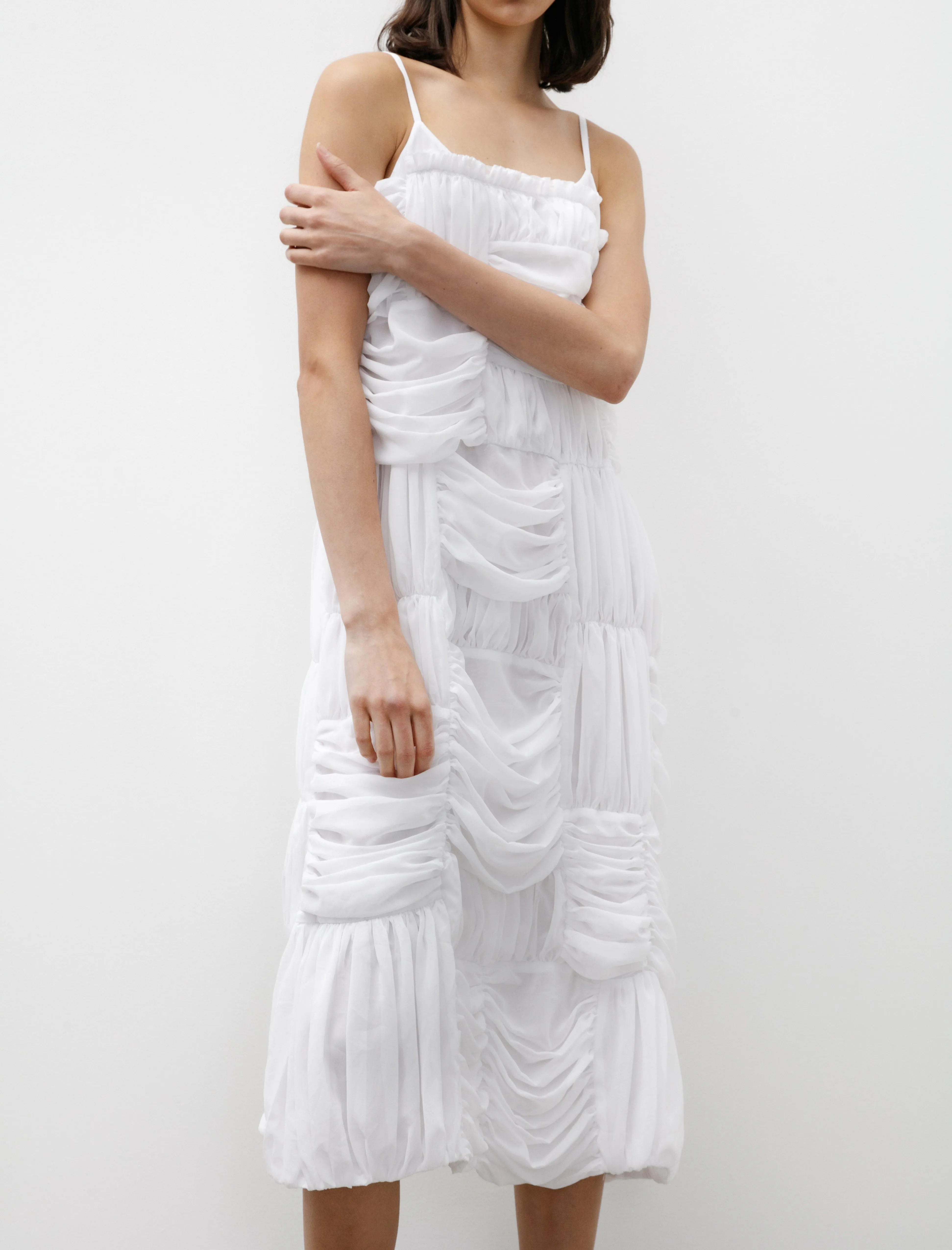 Sleeveless Gathered Georgette Dress White sold by SHOP NEIGHBOR product image thumbnail 2