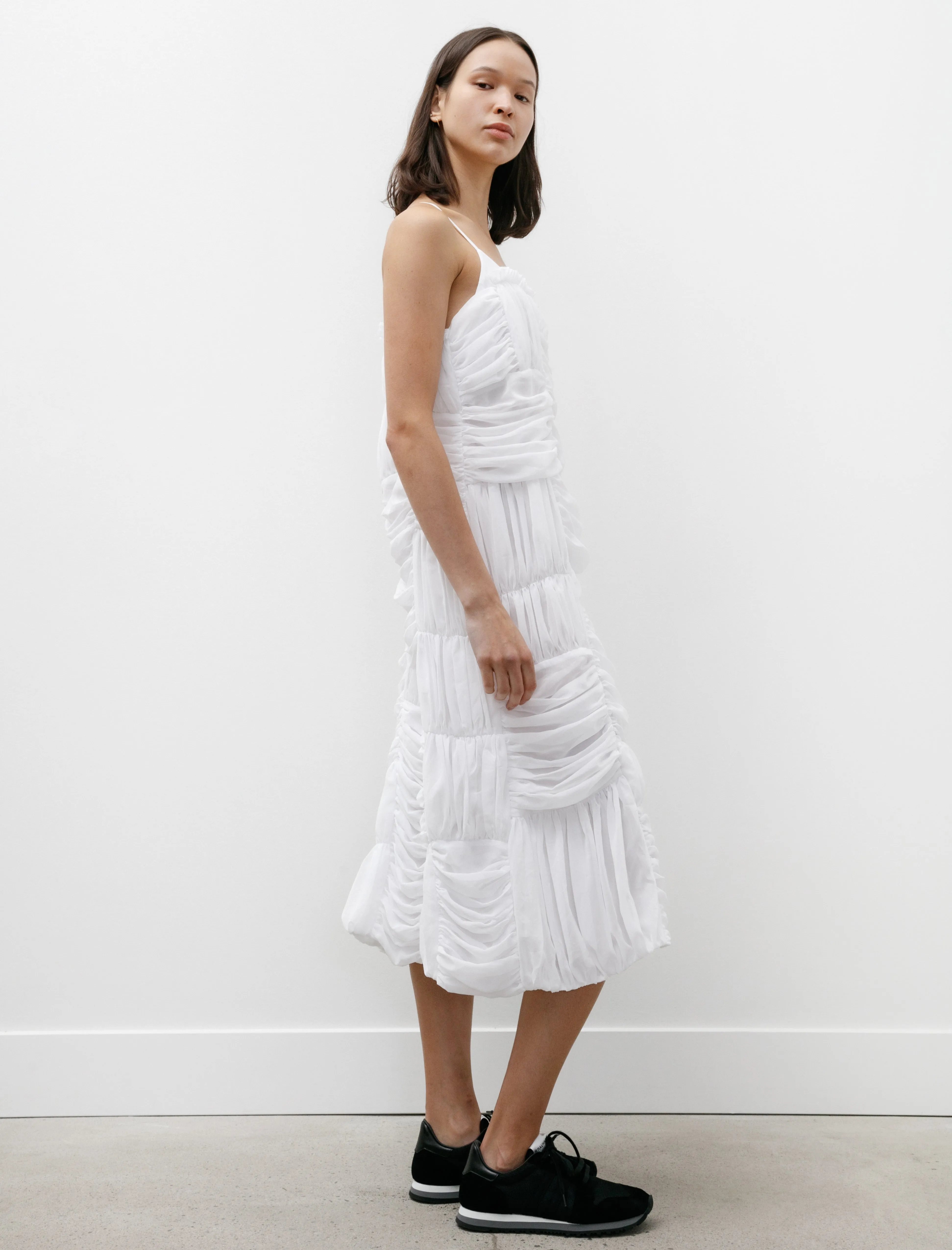Sleeveless Gathered Georgette Dress White sold by SHOP NEIGHBOR product image thumbnail 3