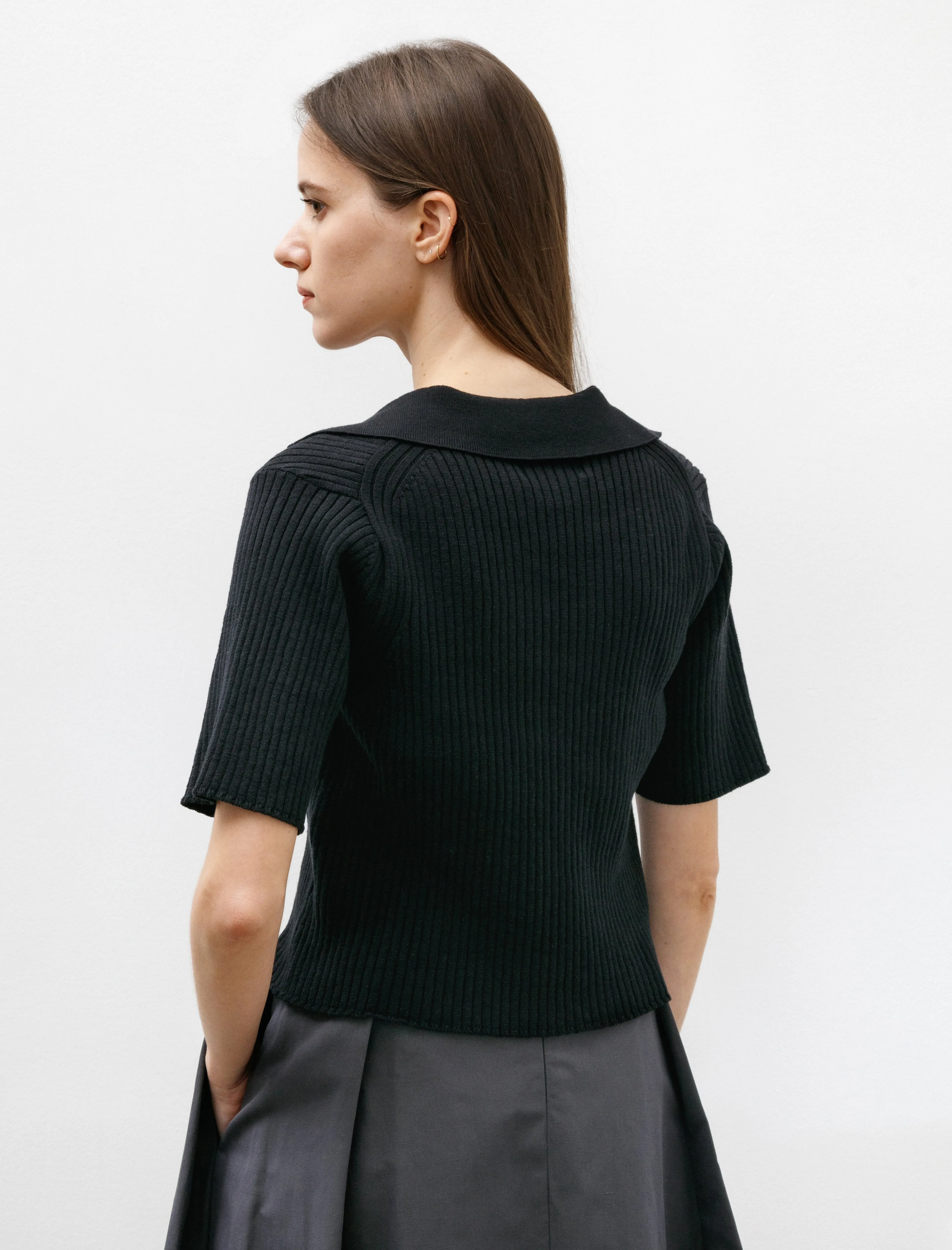 Wide Rib SS Knit Polo Black sold by SHOP NEIGHBOR product image thumbnail 5