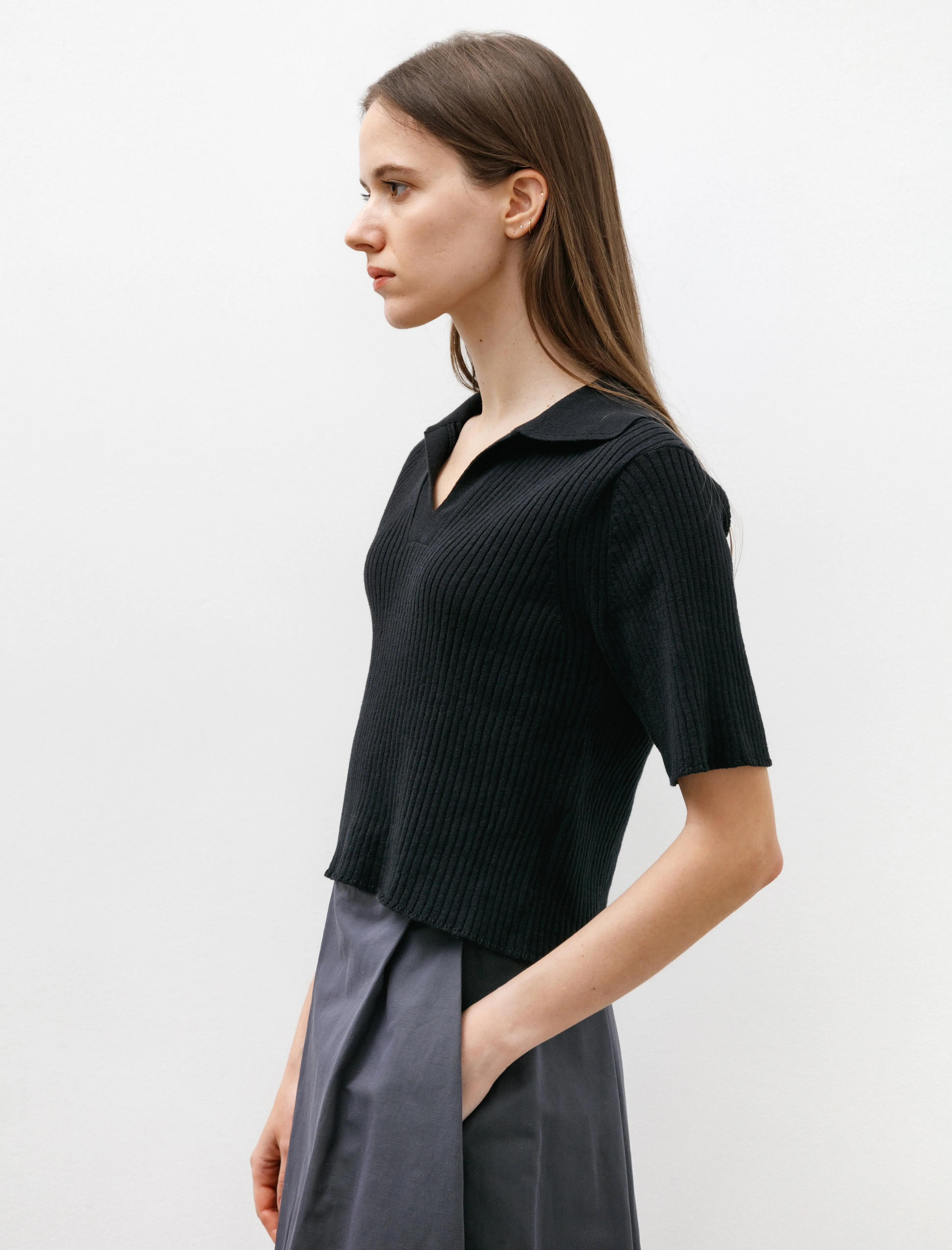 Wide Rib SS Knit Polo Black sold by SHOP NEIGHBOR product image thumbnail 4