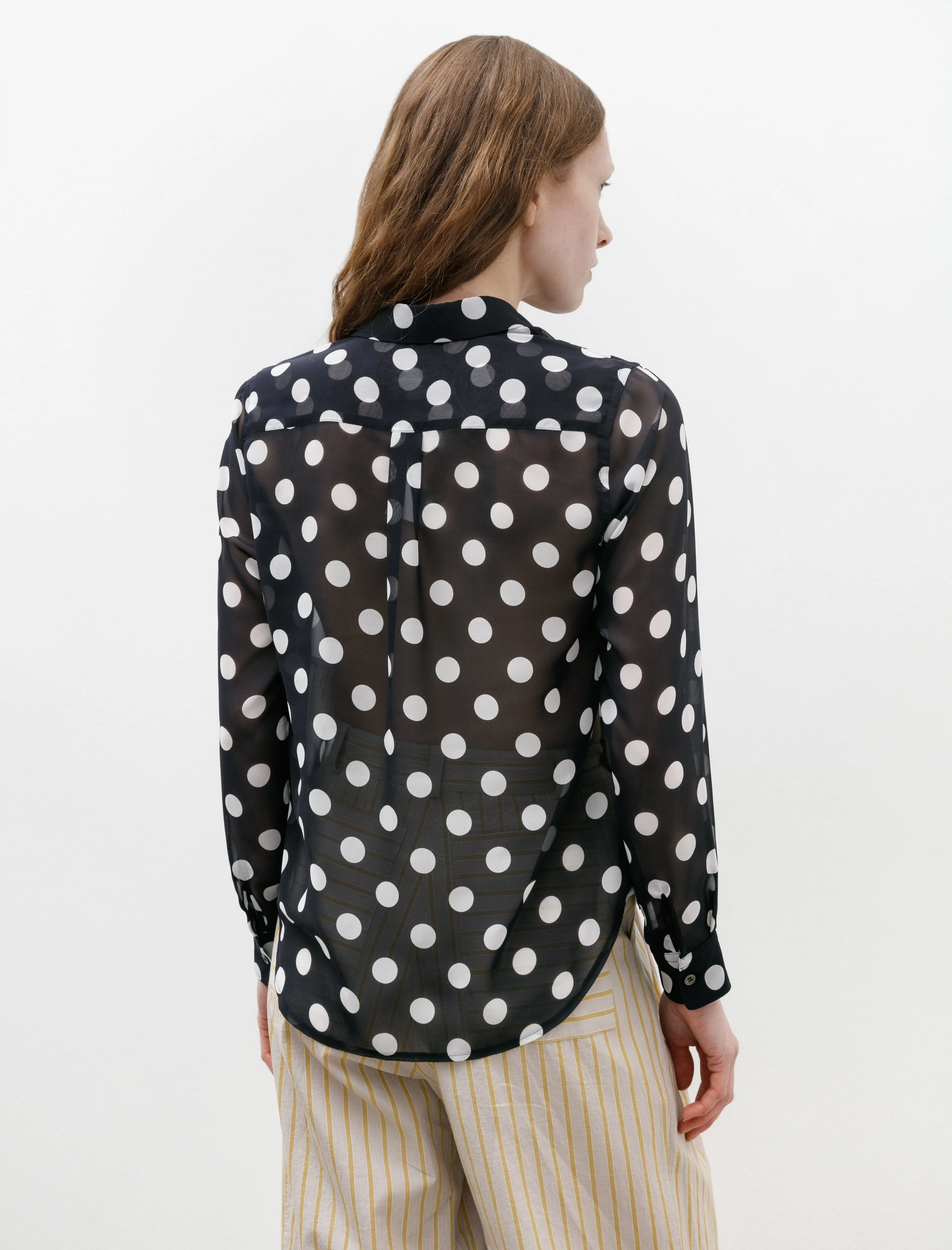 Big Dot Sheer Blouse Navy/White sold by SHOP NEIGHBOR product image thumbnail 3
