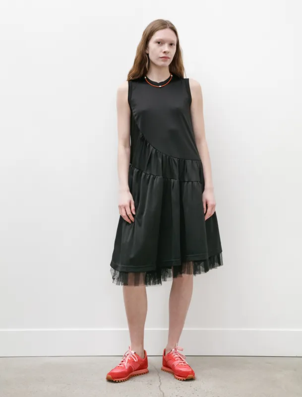 Tiered Poly Jersey Dress Black made by SHOP NEIGHBOR