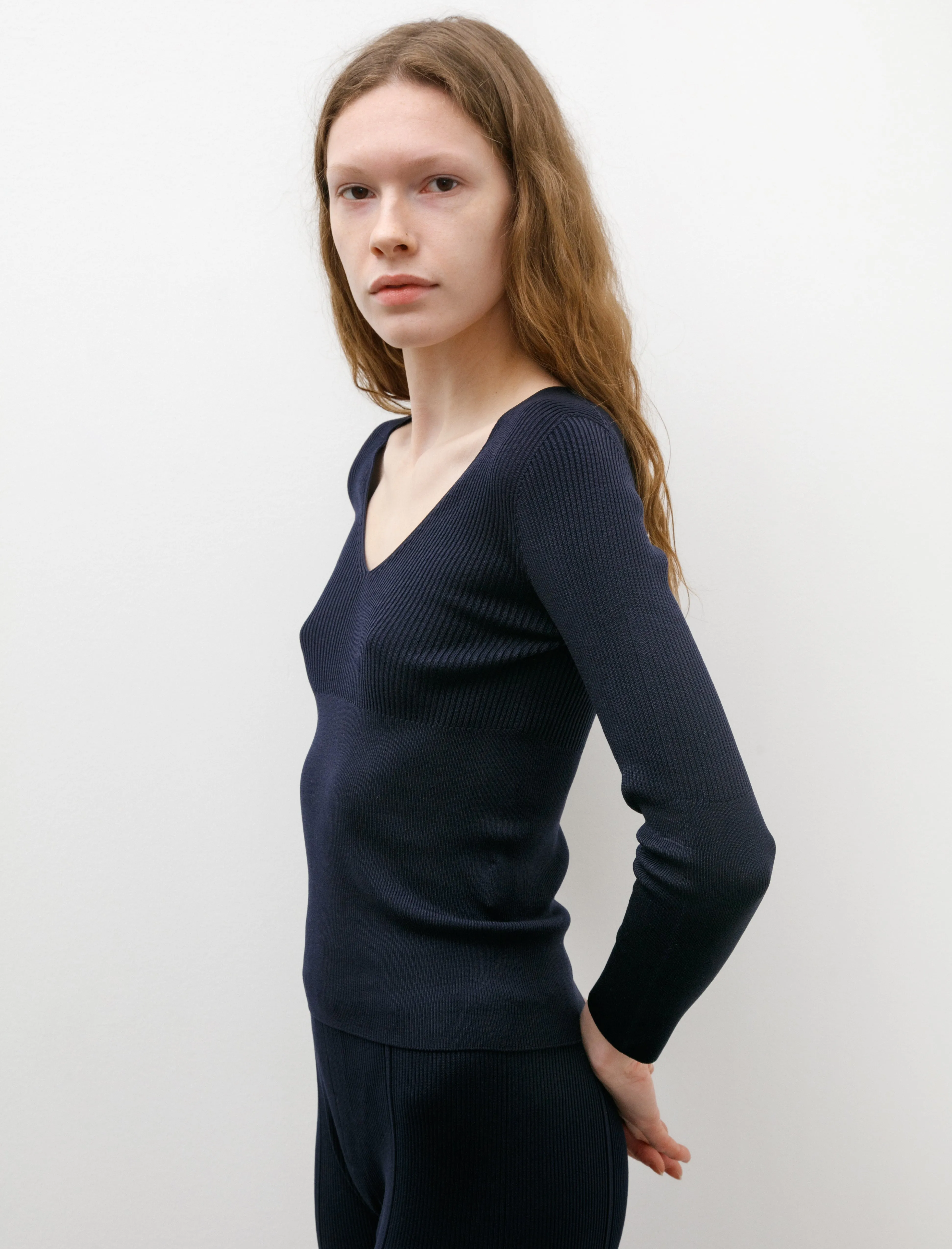 Rib V-Neck Top Navy sold by SHOP NEIGHBOR product image thumbnail 3