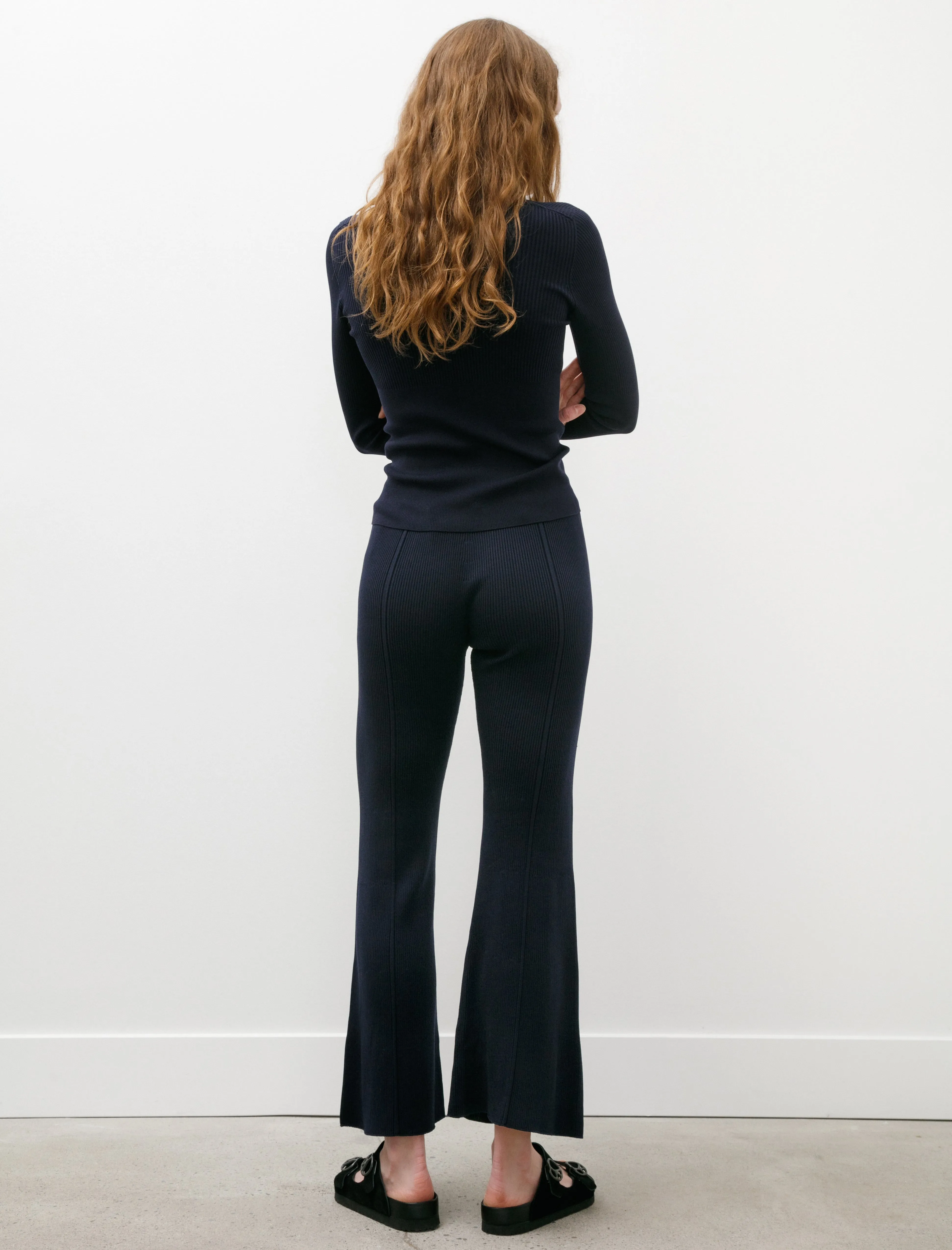 Rib Tight Flare Pants Navy sold by SHOP NEIGHBOR product image thumbnail 4