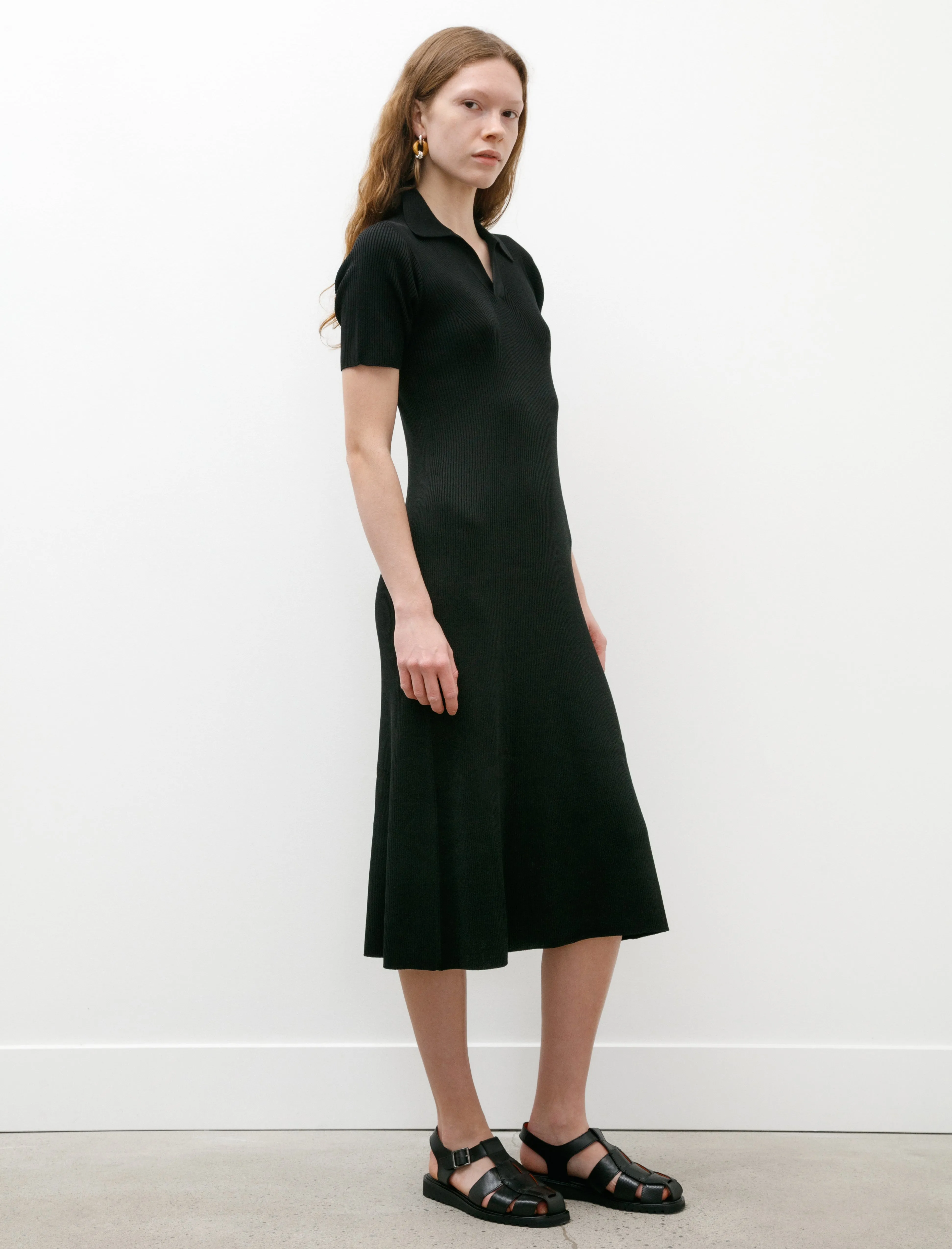Rib Short Sleeve Polo Dress Black sold by SHOP NEIGHBOR product image thumbnail 2