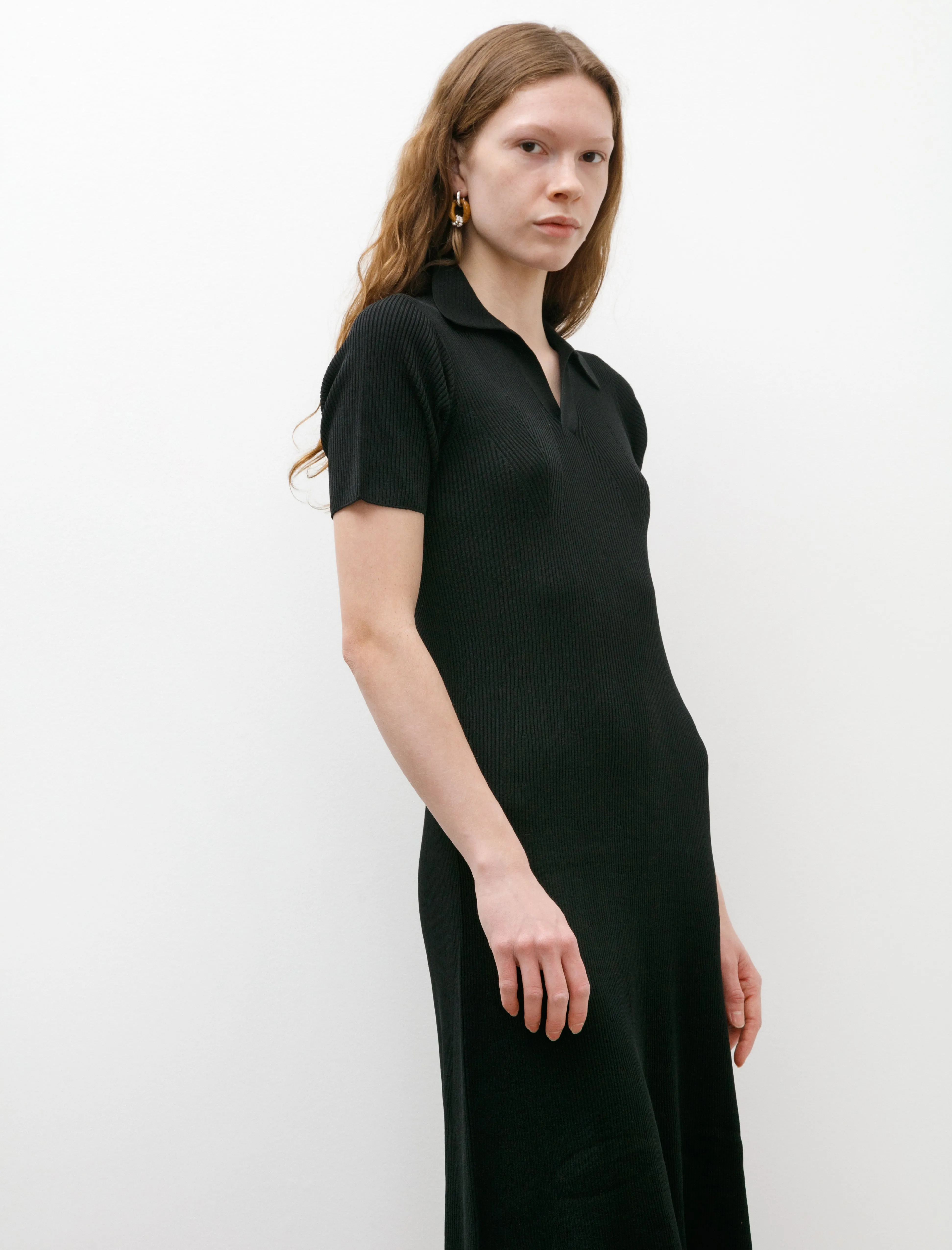 Rib Short Sleeve Polo Dress Black sold by SHOP NEIGHBOR product image thumbnail 4