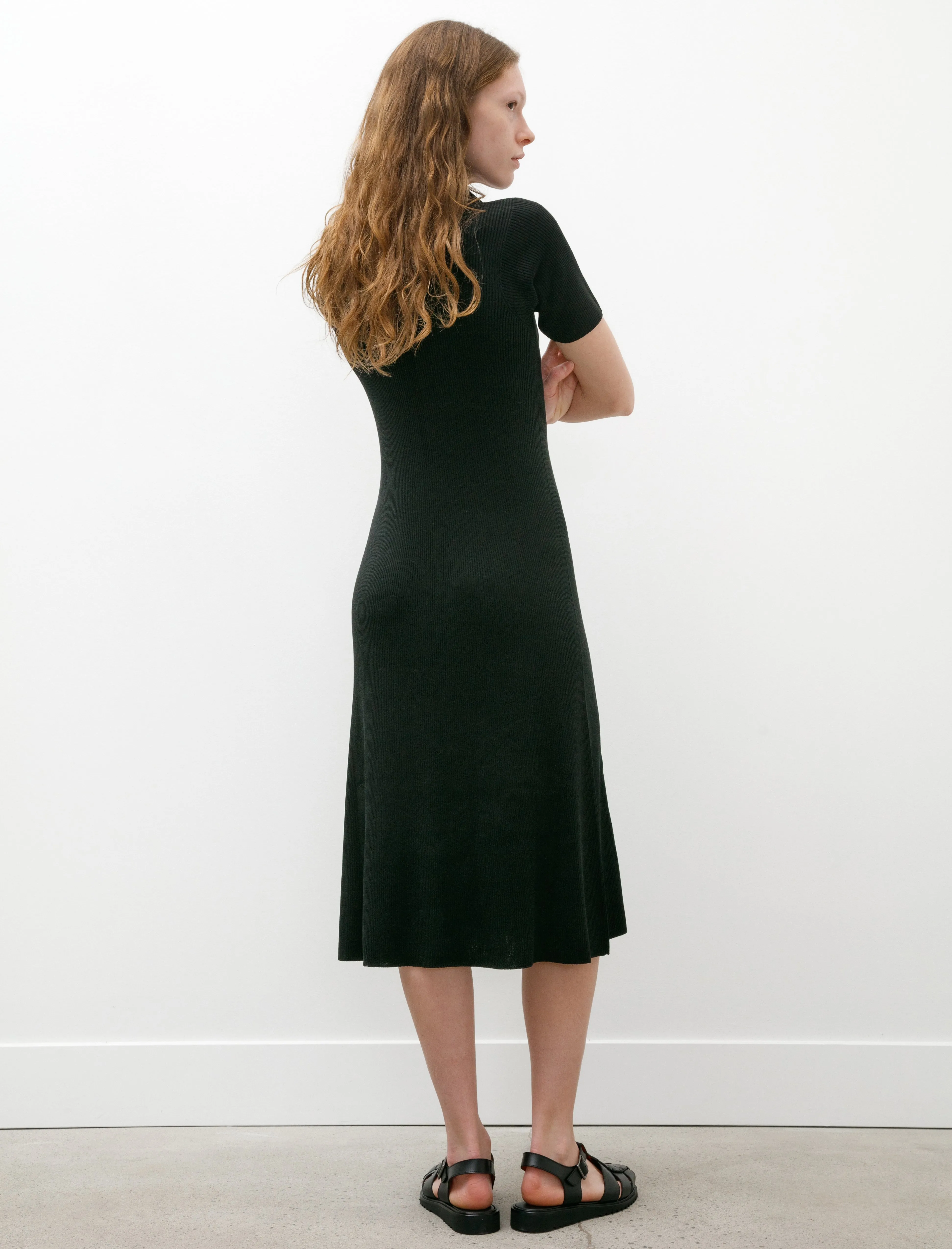 Rib Short Sleeve Polo Dress Black sold by SHOP NEIGHBOR product image thumbnail 5