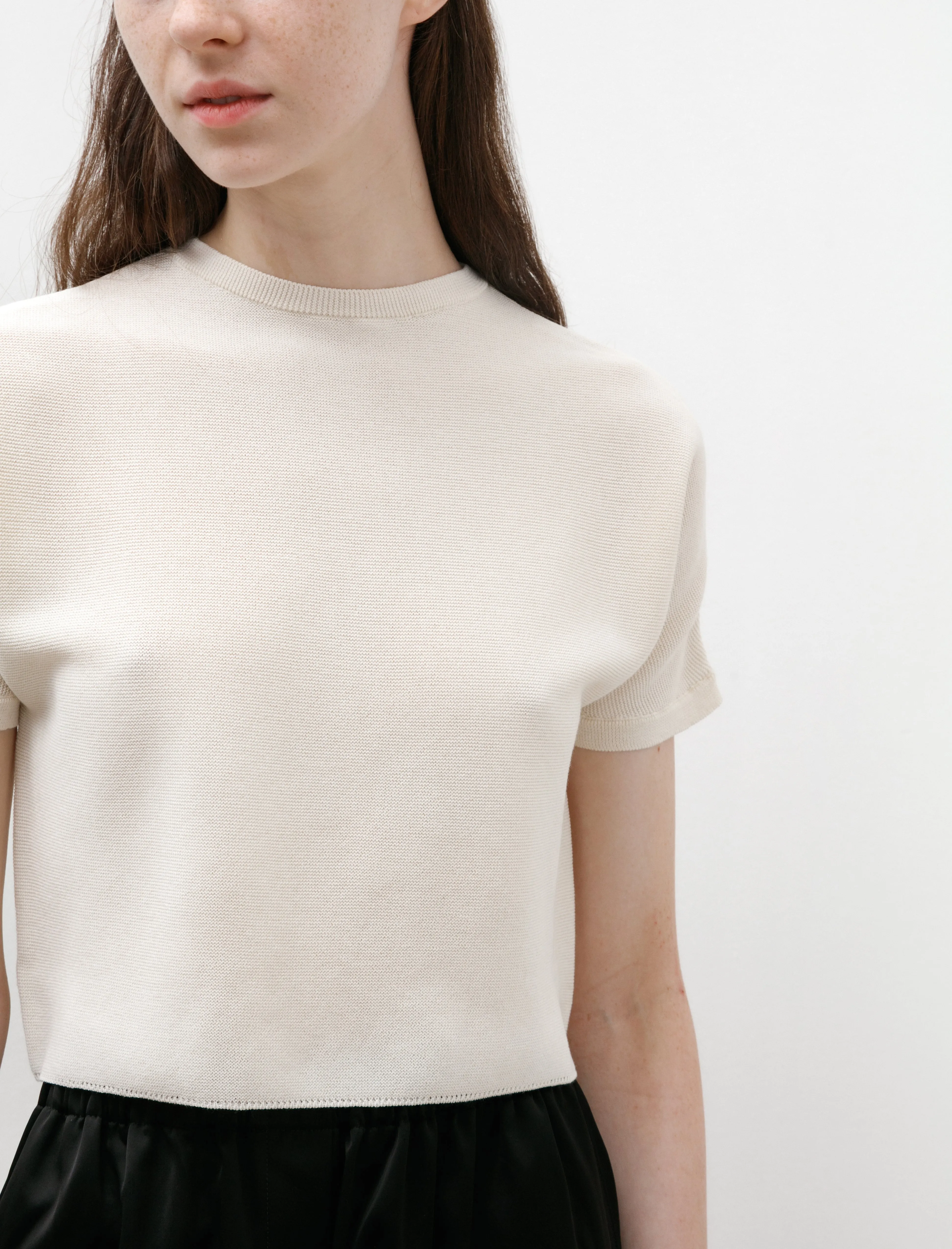 Knitted Light Cotton Blend T-Shirt Milk sold by SHOP NEIGHBOR product image thumbnail 2