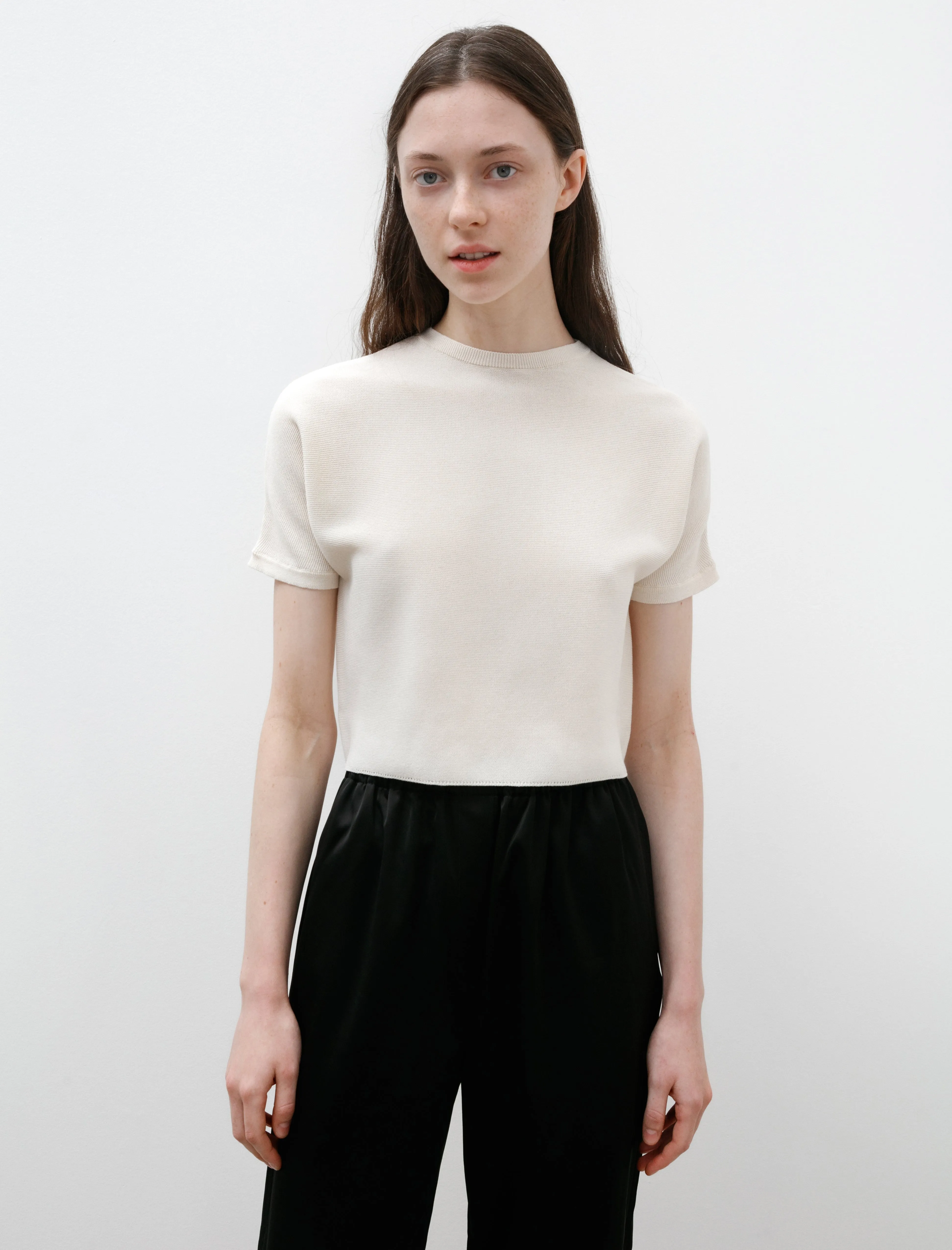 Knitted Light Cotton Blend T-Shirt Milk sold by SHOP NEIGHBOR