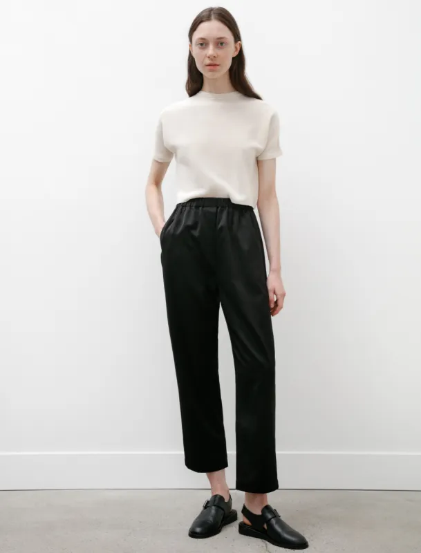 Elastic Waistband Pants Satin Black made by Sara Lanzi Womens