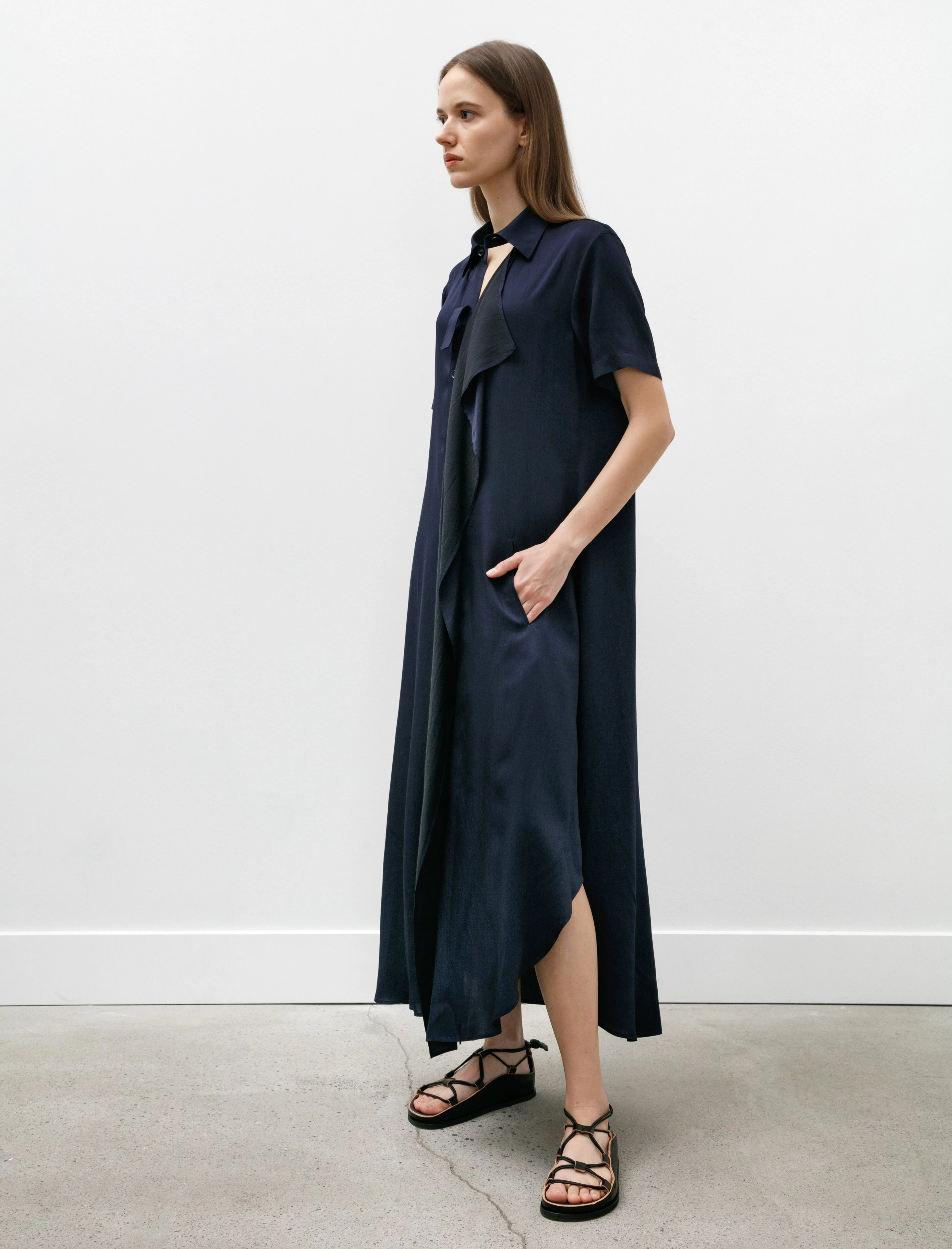 Draped Side Shirtdress Indigo sold by SHOP NEIGHBOR product image thumbnail 2