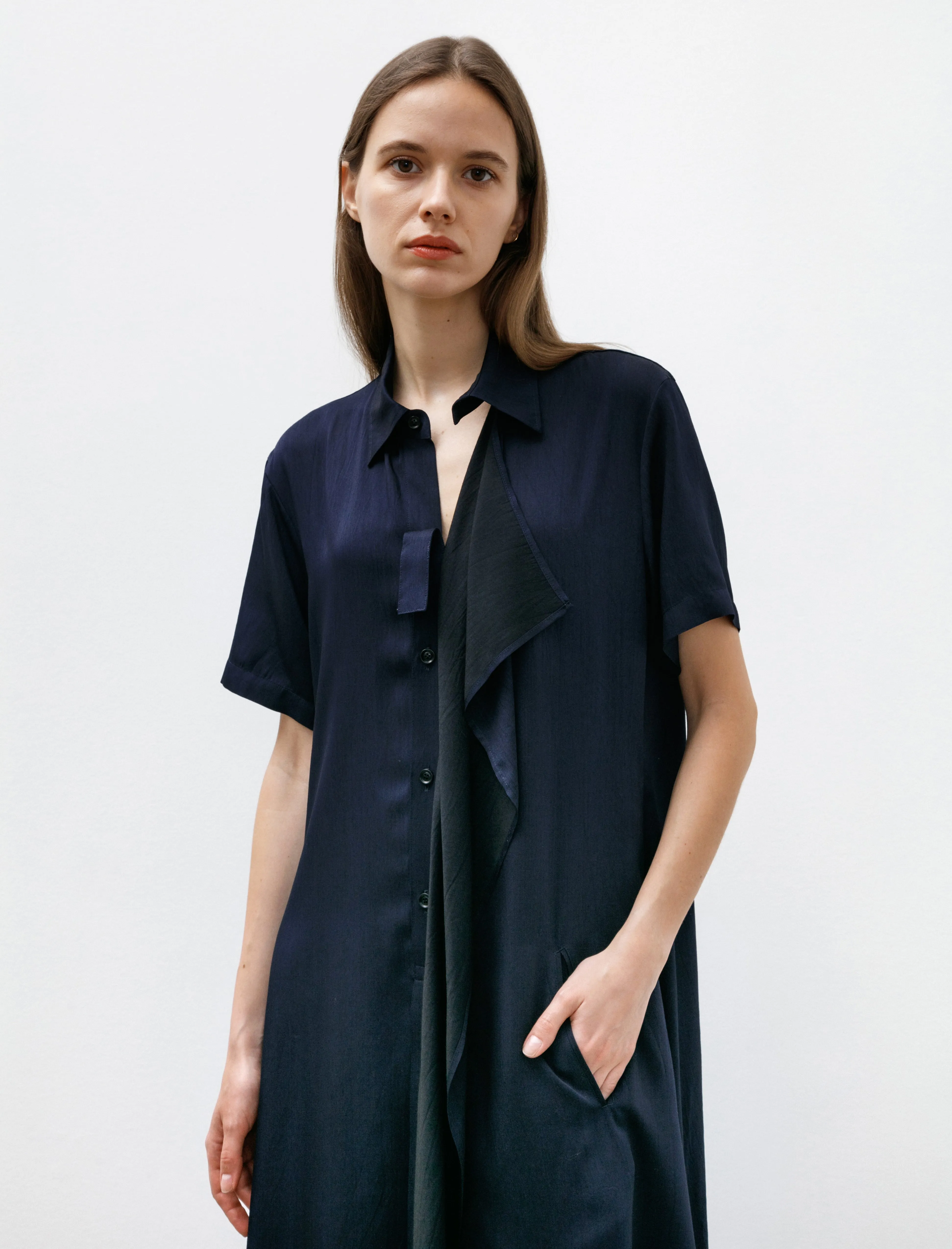 Draped Side Shirtdress Indigo sold by SHOP NEIGHBOR product image thumbnail 3