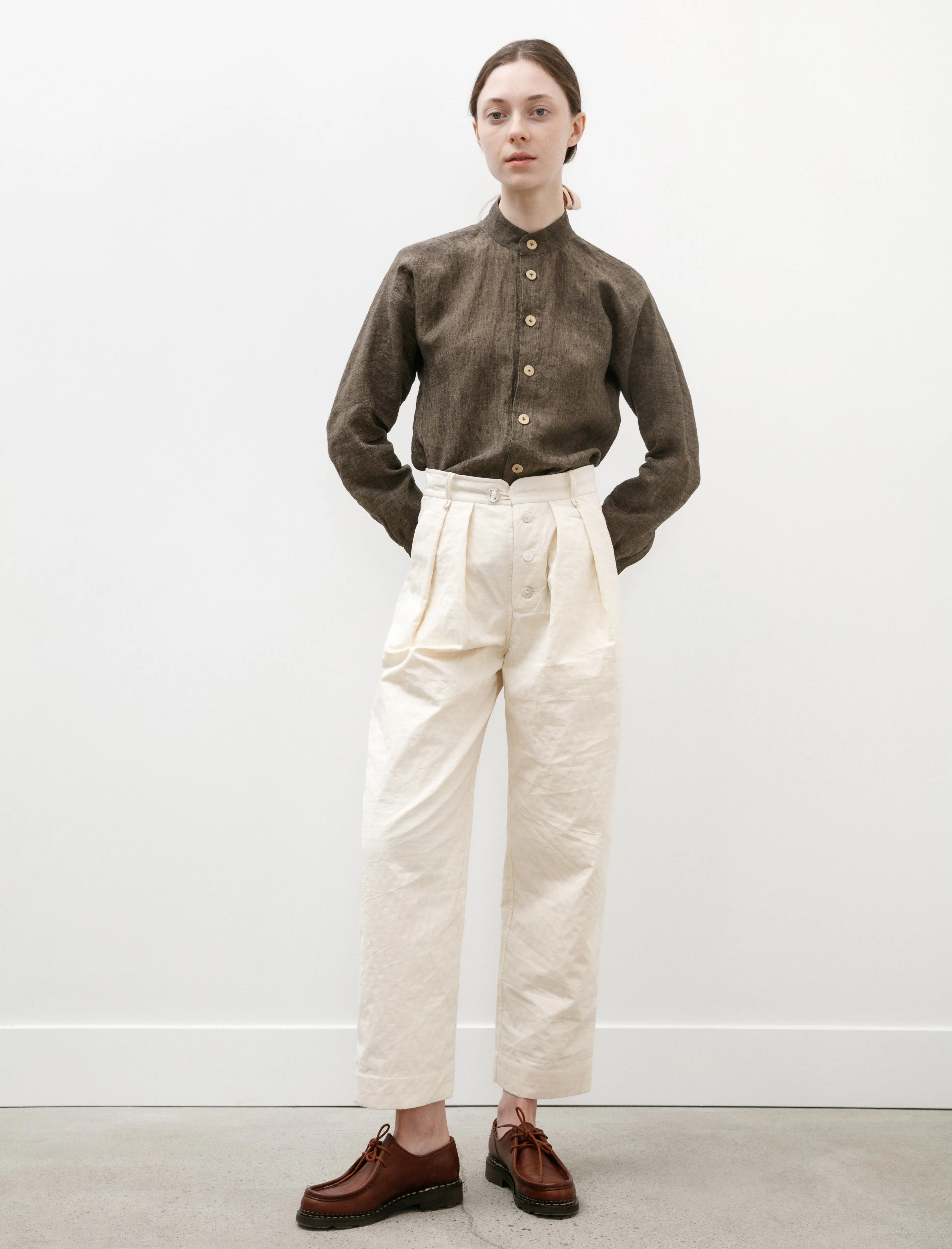 Double Pleated Trousers Ivory sold by SHOP NEIGHBOR