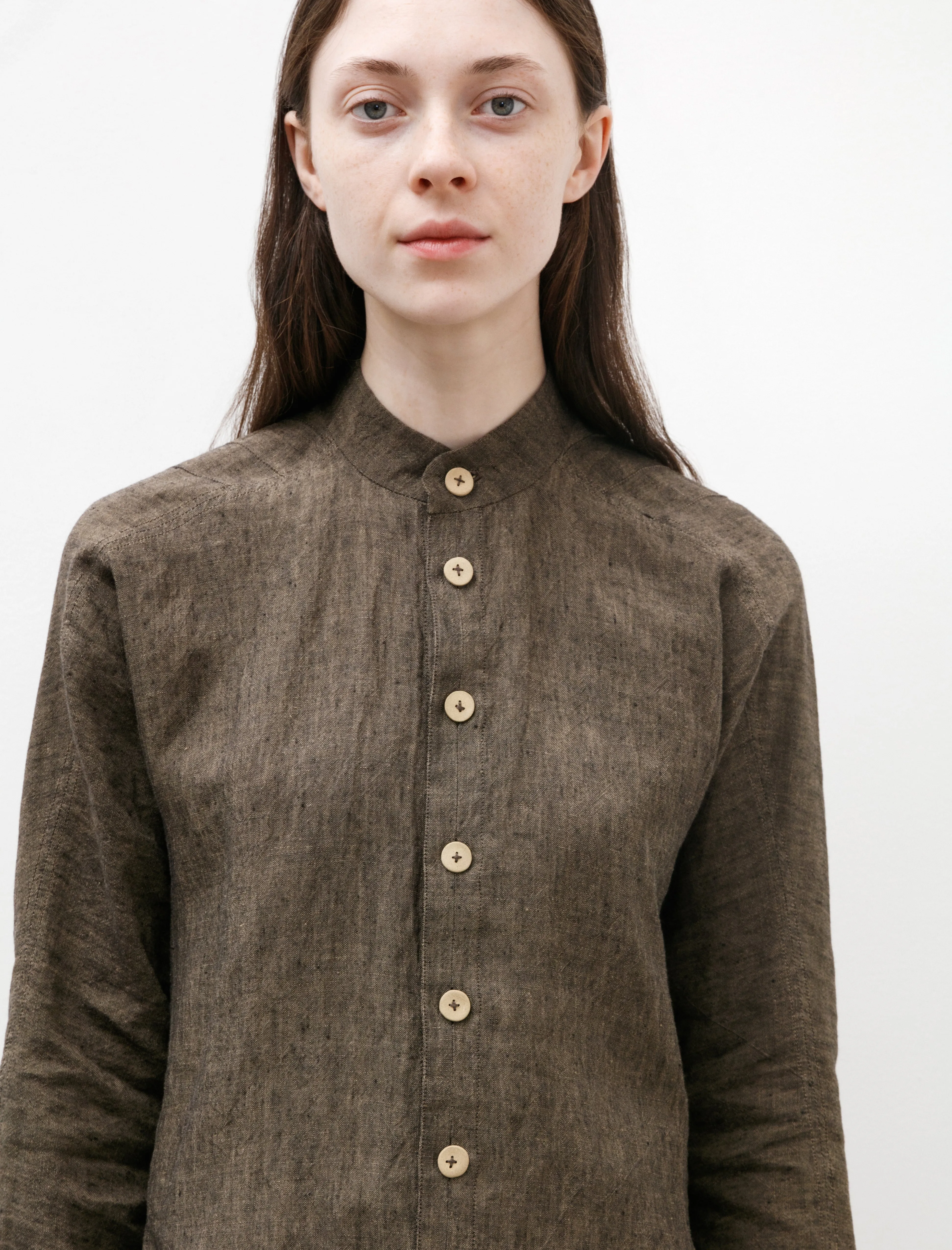 Mandarin Collar Shirt Walnut Linen sold by SHOP NEIGHBOR product image thumbnail 3