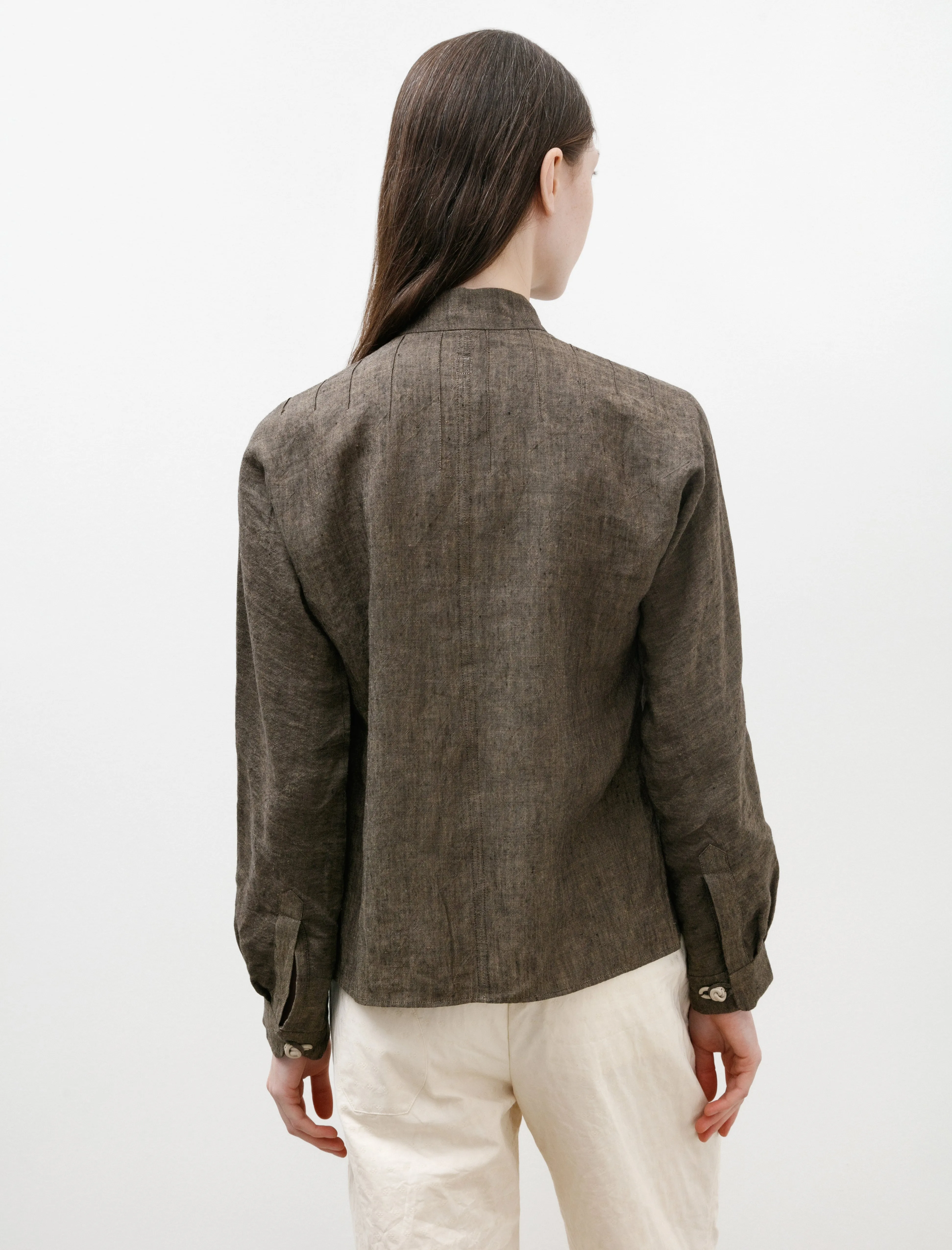 Mandarin Collar Shirt Walnut Linen sold by SHOP NEIGHBOR product image thumbnail 4