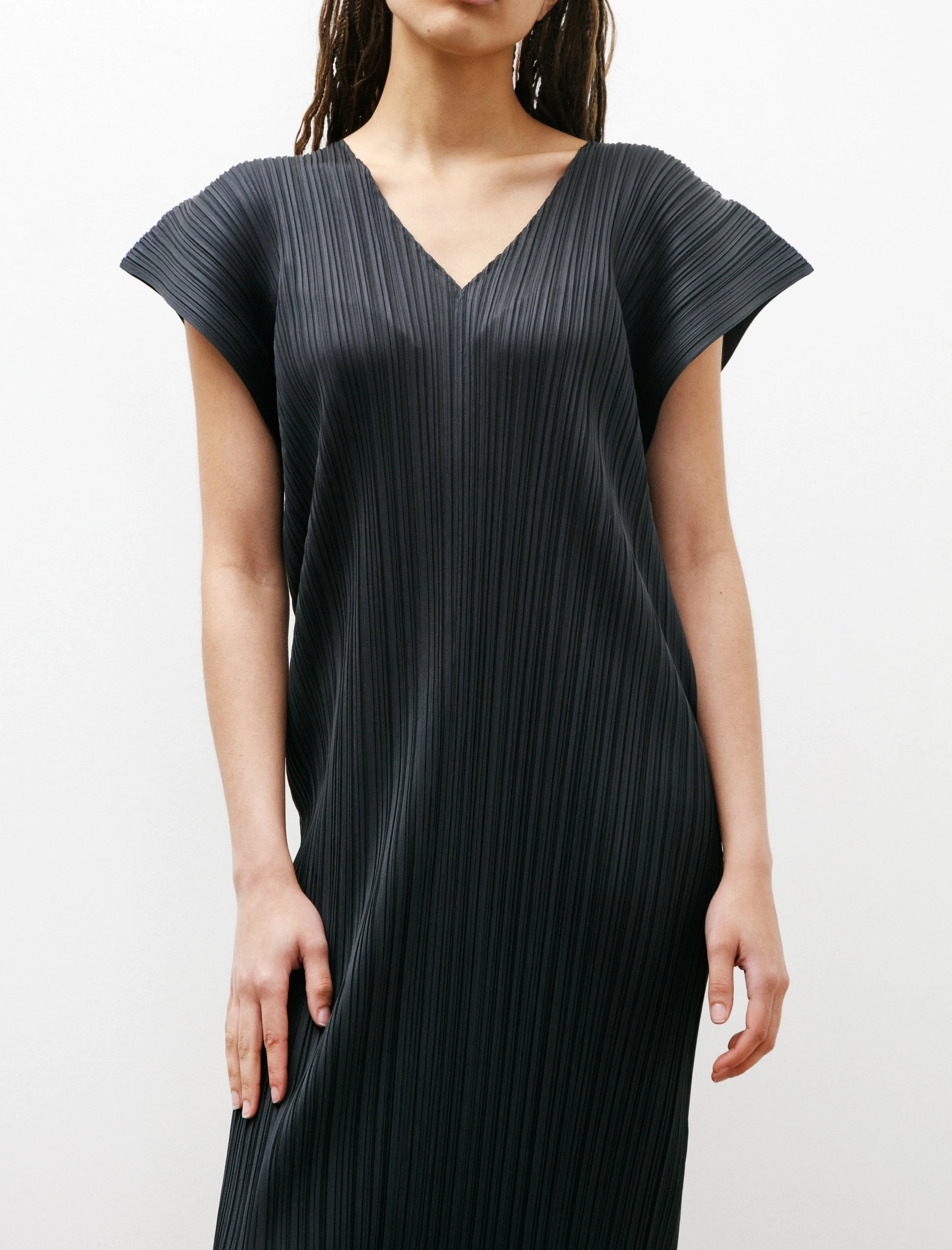 V Back Short Sleeve Dress Charcoal sold by SHOP NEIGHBOR product image thumbnail 2