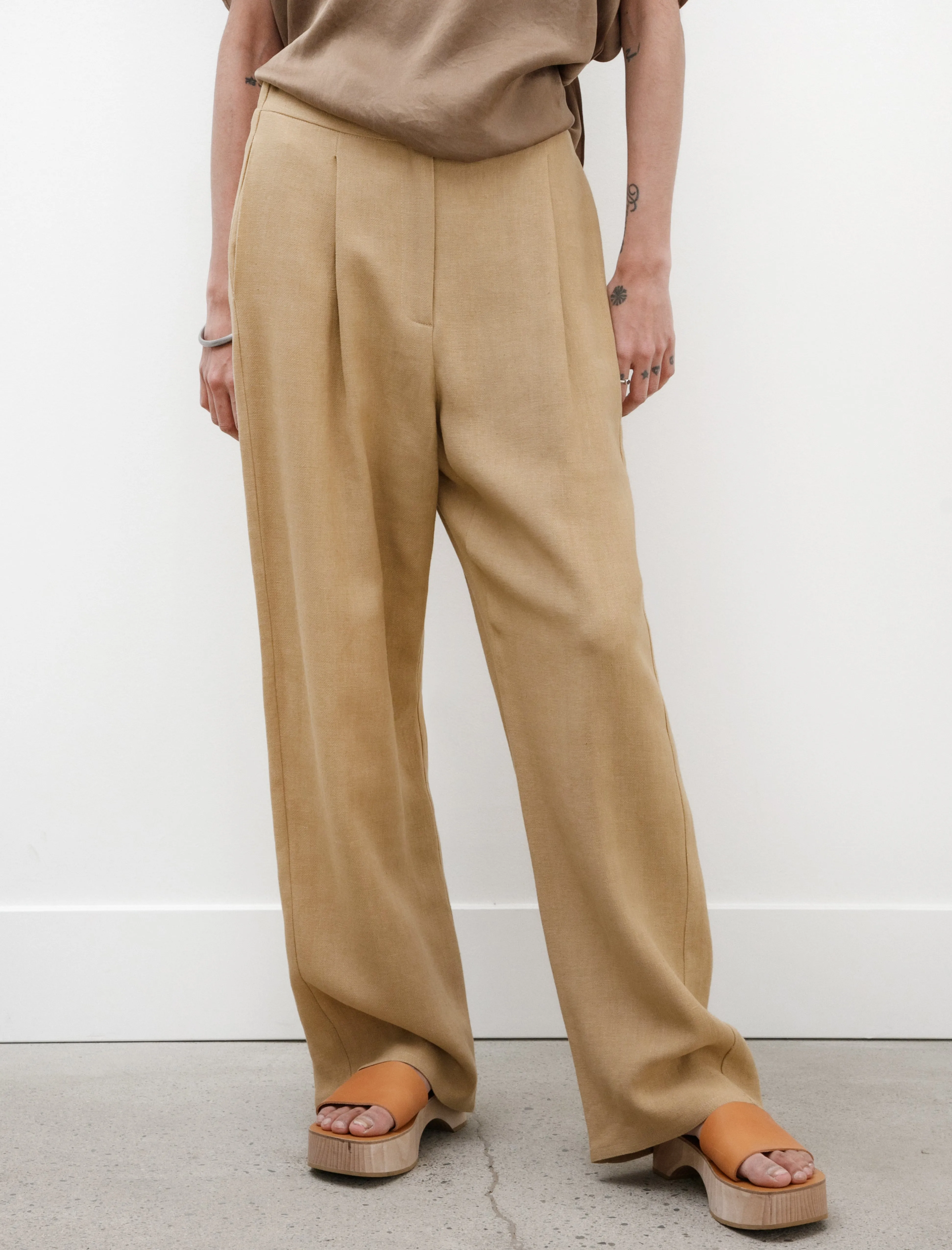 Work Pants Crepe Linen Caffe Latte sold by SHOP NEIGHBOR product image thumbnail 2