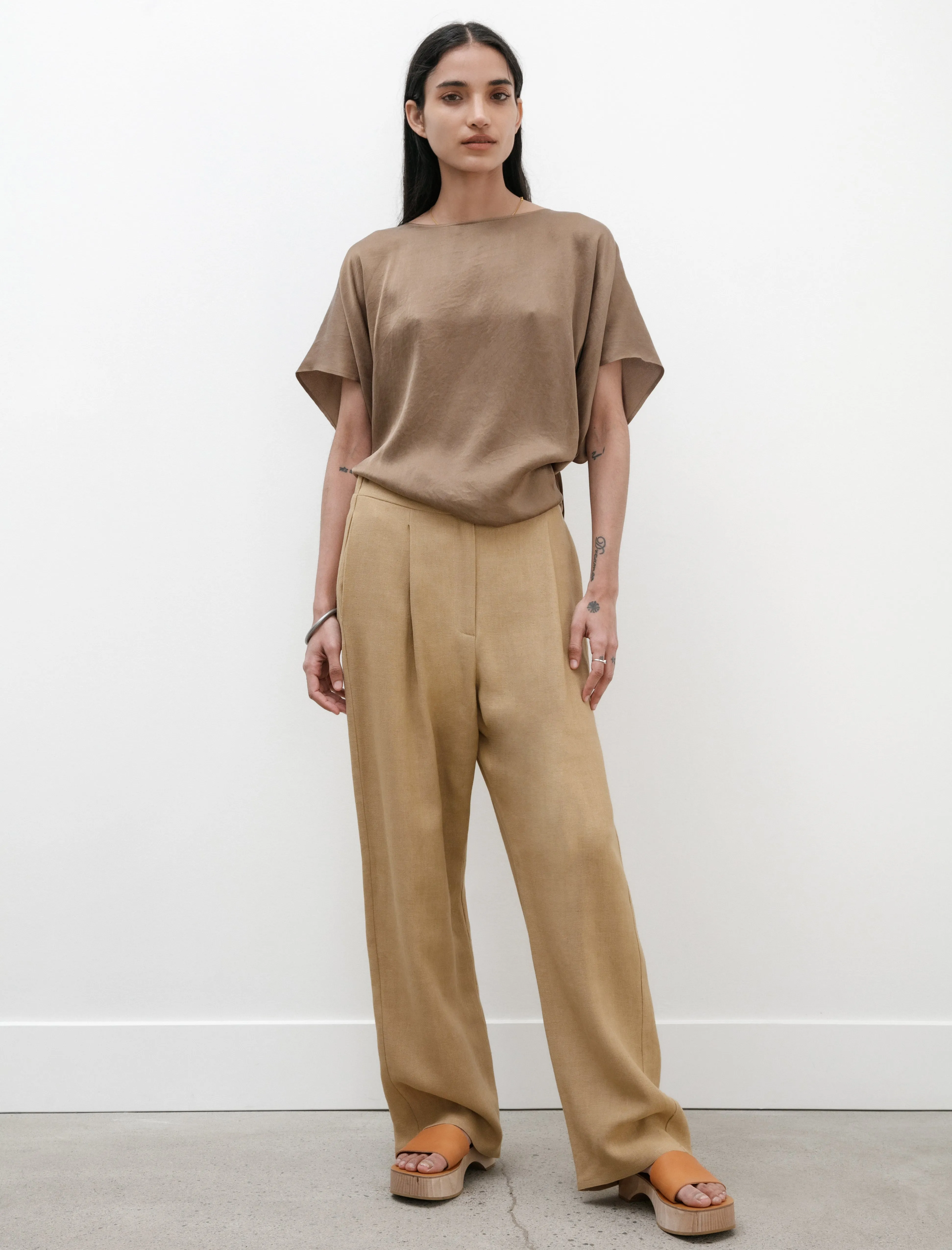 Work Pants Crepe Linen Caffe Latte sold by SHOP NEIGHBOR