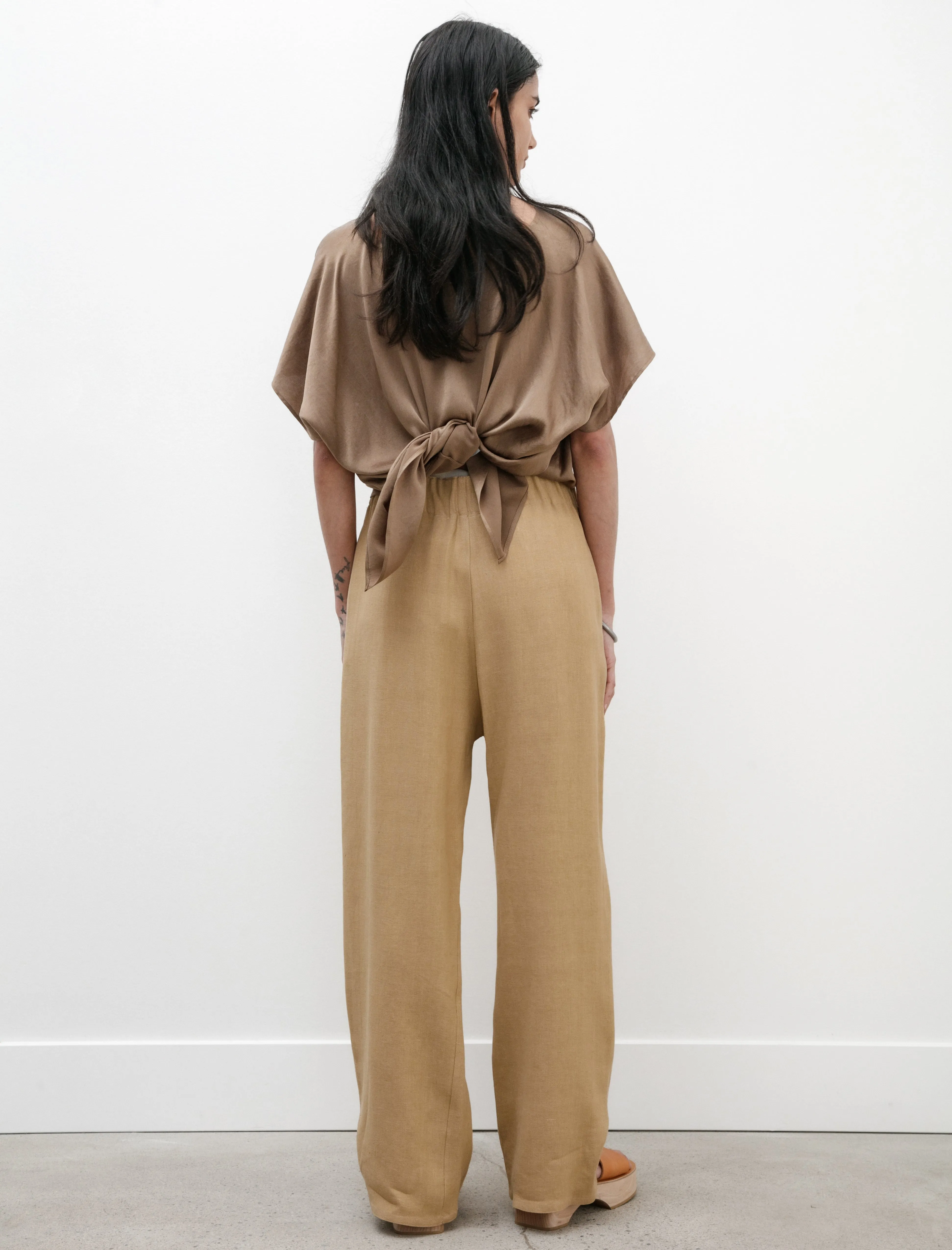 Work Pants Crepe Linen Caffe Latte sold by SHOP NEIGHBOR product image thumbnail 4