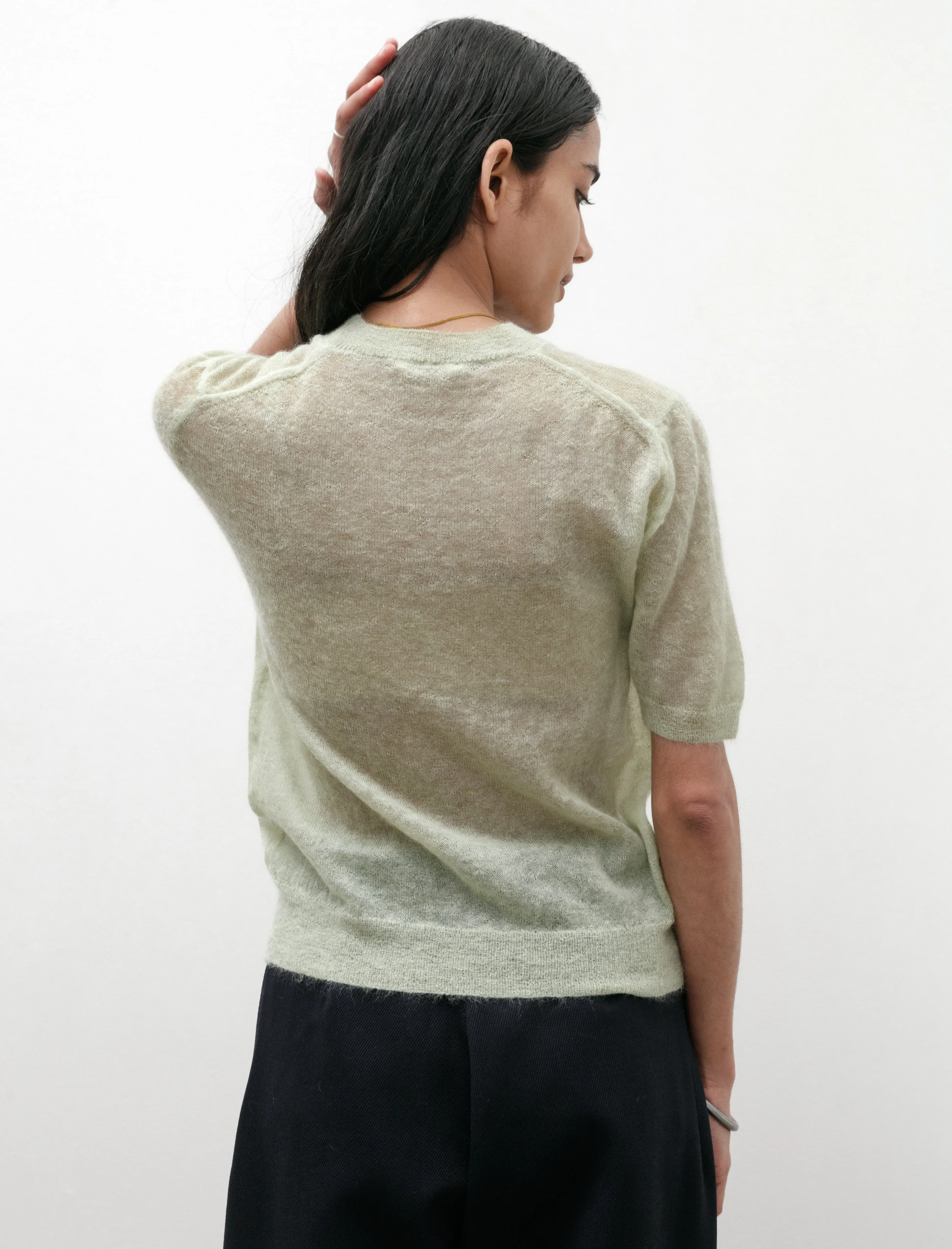 Kid Mohair Sheer T-Shirt Light Green sold by SHOP NEIGHBOR product image thumbnail 3