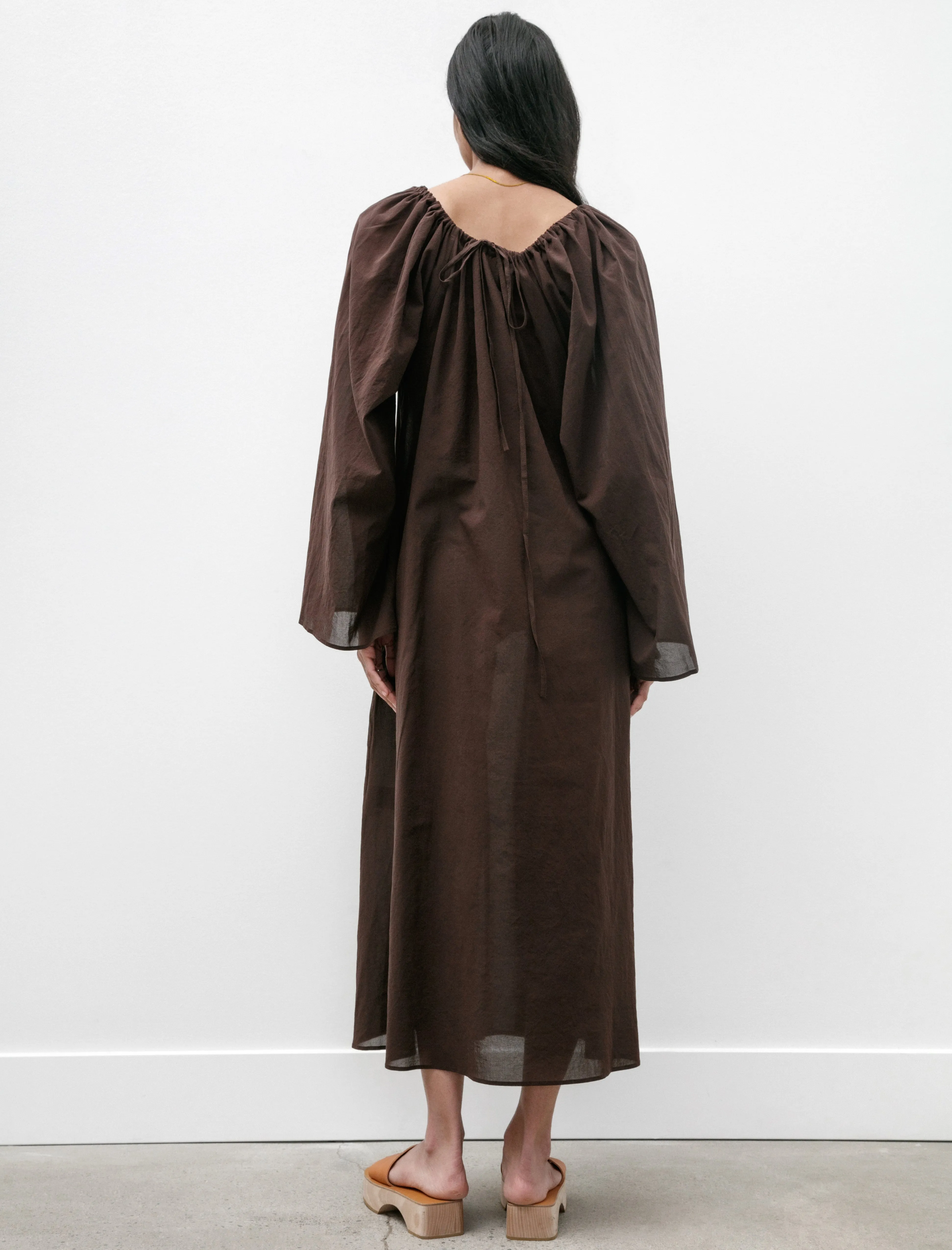 Gathered Dress Light Cotton Dark Brown sold by SHOP NEIGHBOR product image thumbnail 5