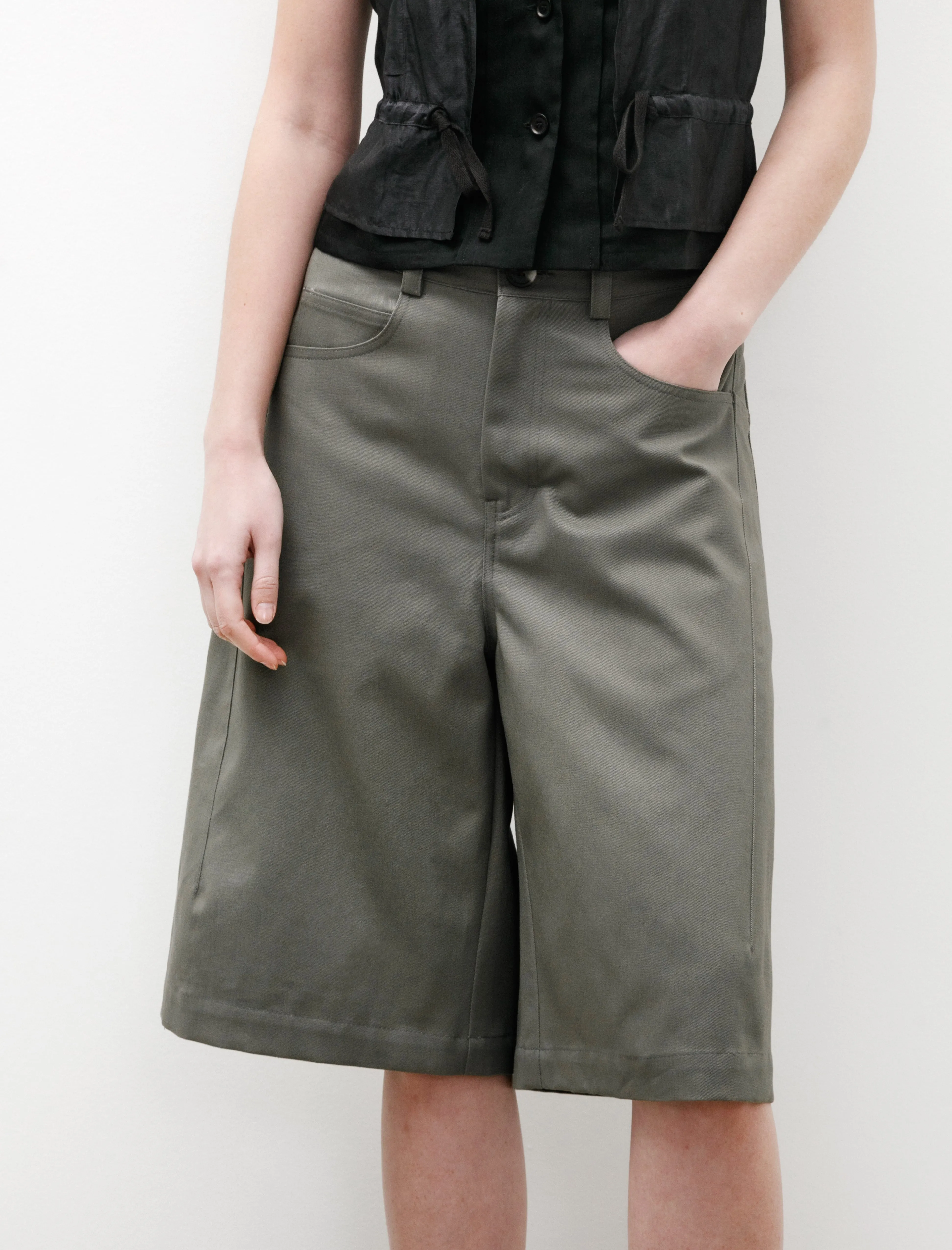Wide Leg Darted Shorts Olive sold by SHOP NEIGHBOR product image thumbnail 2