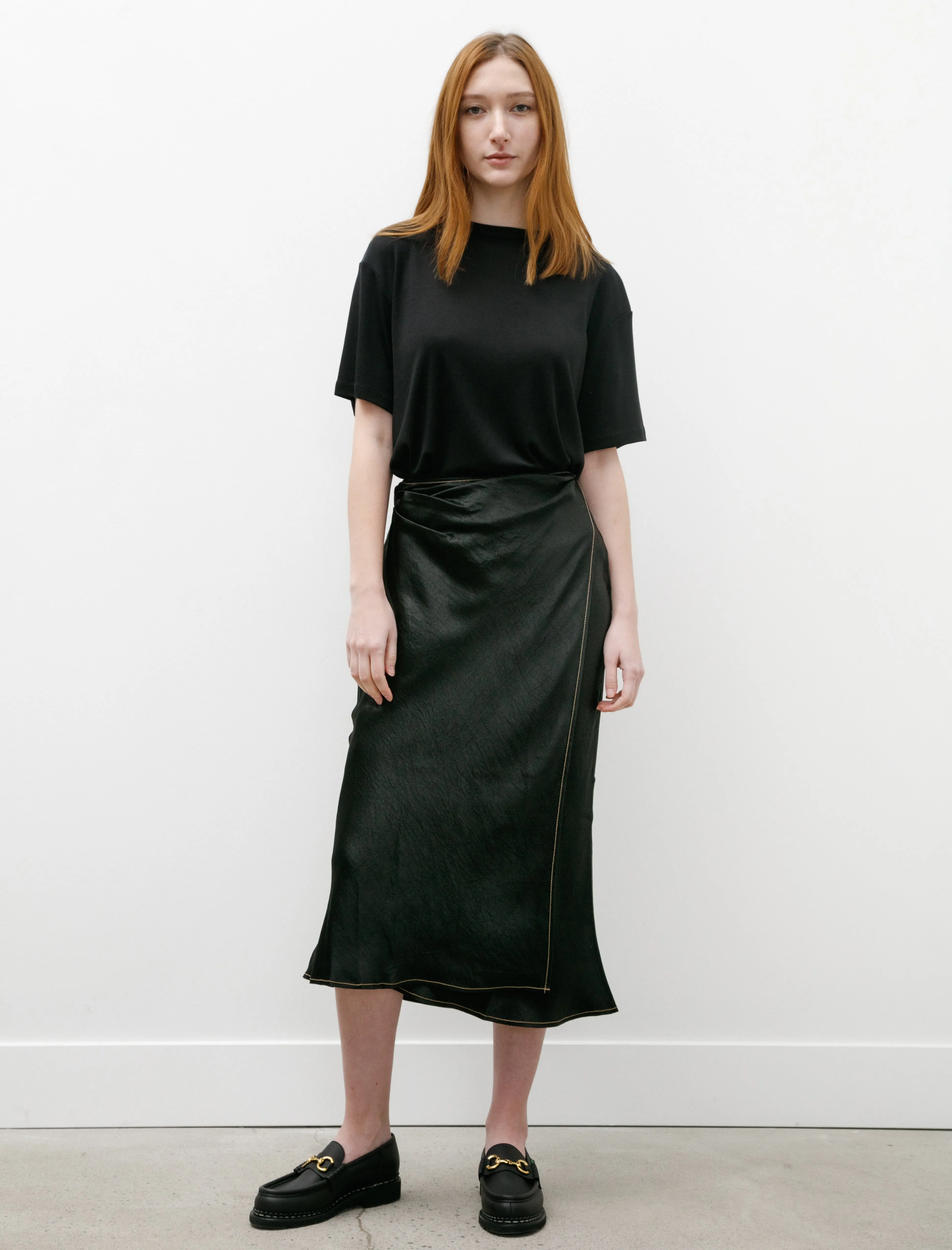 Satin Wrap Skirt Black sold by SHOP NEIGHBOR