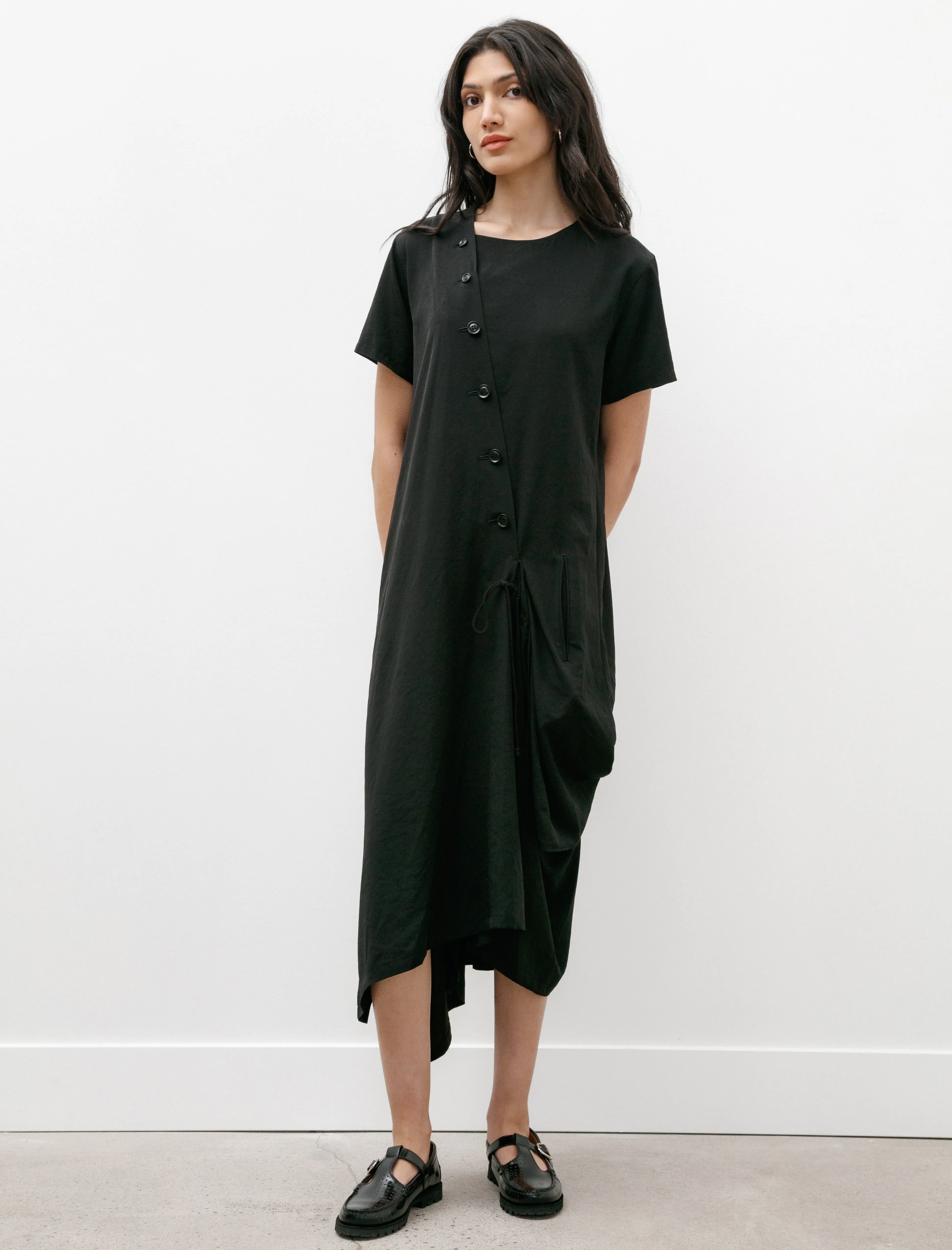 Short Sleeve Draped Dress Black sold by SHOP NEIGHBOR product image thumbnail 4