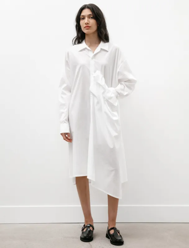 Side Gathered Shirtdress White made by SHOP NEIGHBOR