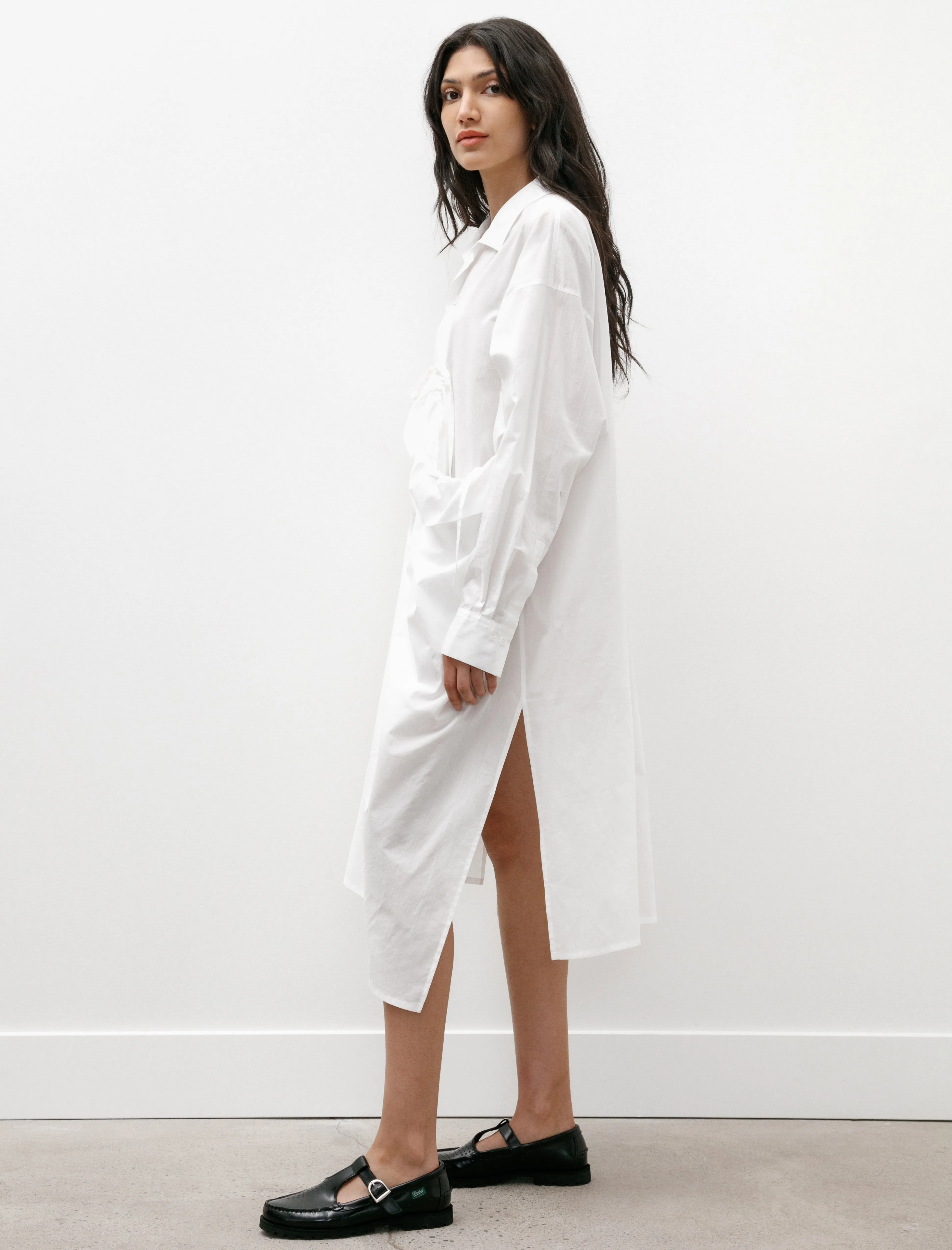 Side Gathered Shirtdress White sold by SHOP NEIGHBOR product image thumbnail 4
