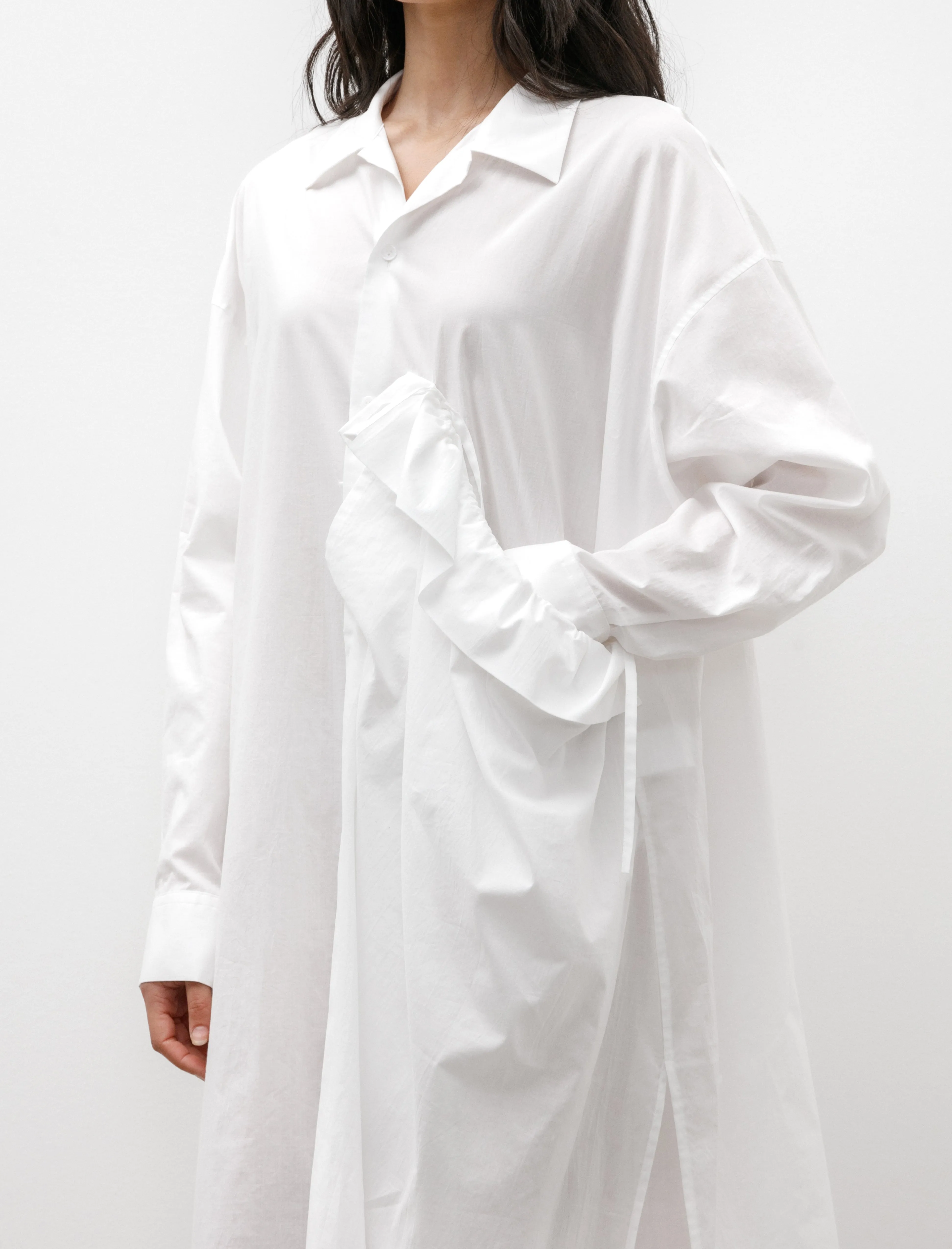 Side Gathered Shirtdress White sold by SHOP NEIGHBOR product image thumbnail 2