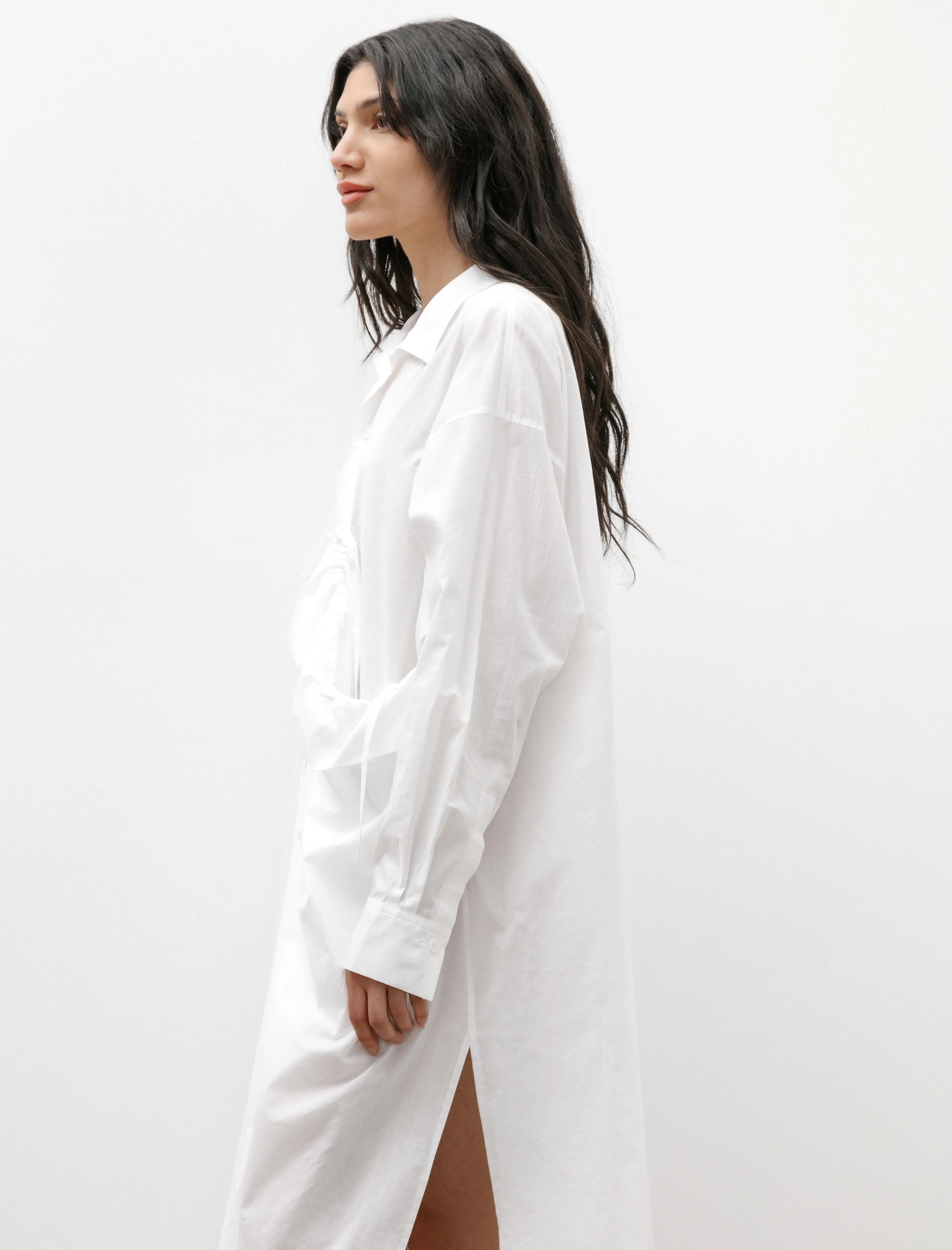 Side Gathered Shirtdress White sold by SHOP NEIGHBOR product image thumbnail 5