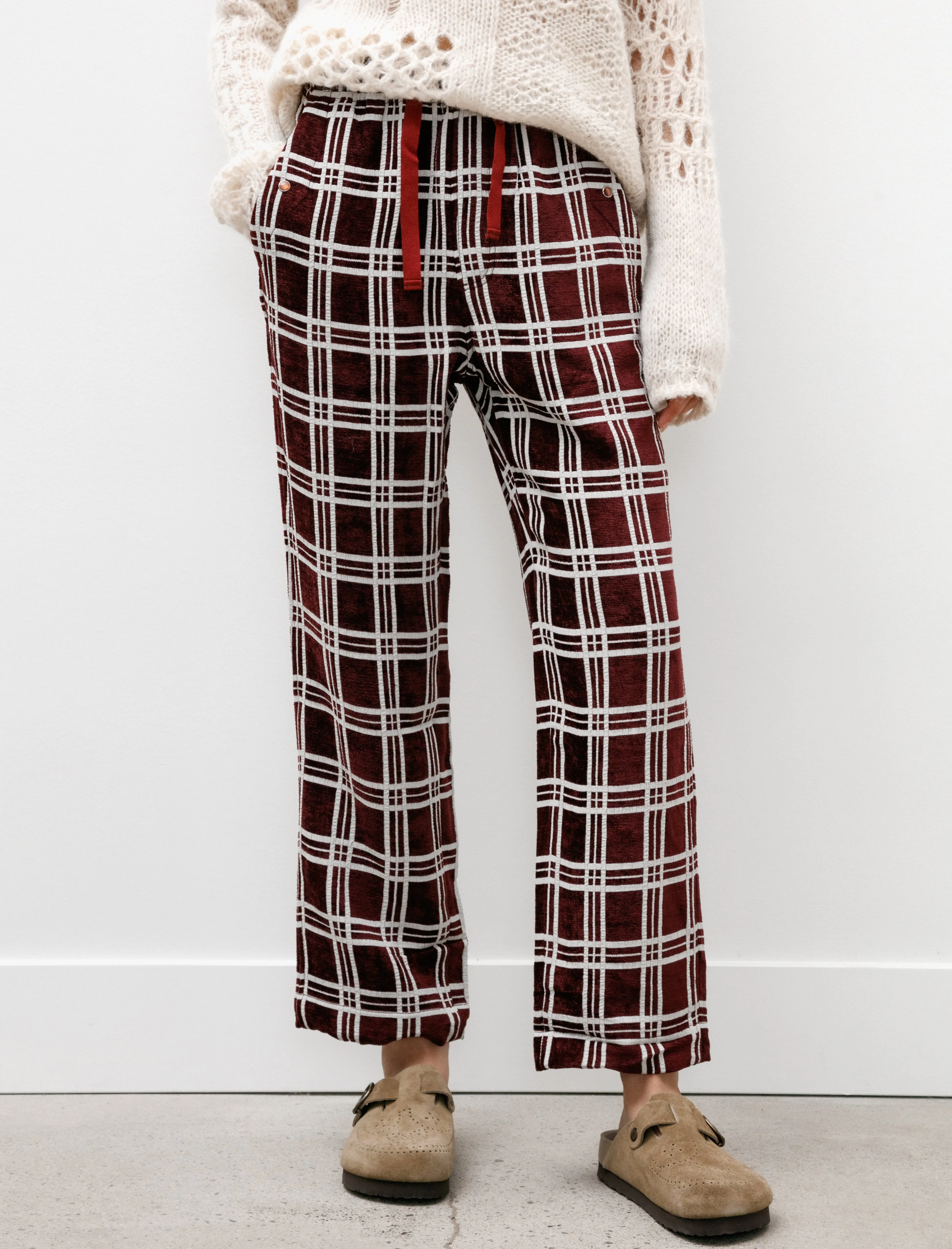 String Cowboy Pants Mall Plaid Bordeaux sold by SHOP NEIGHBOR product image thumbnail 2