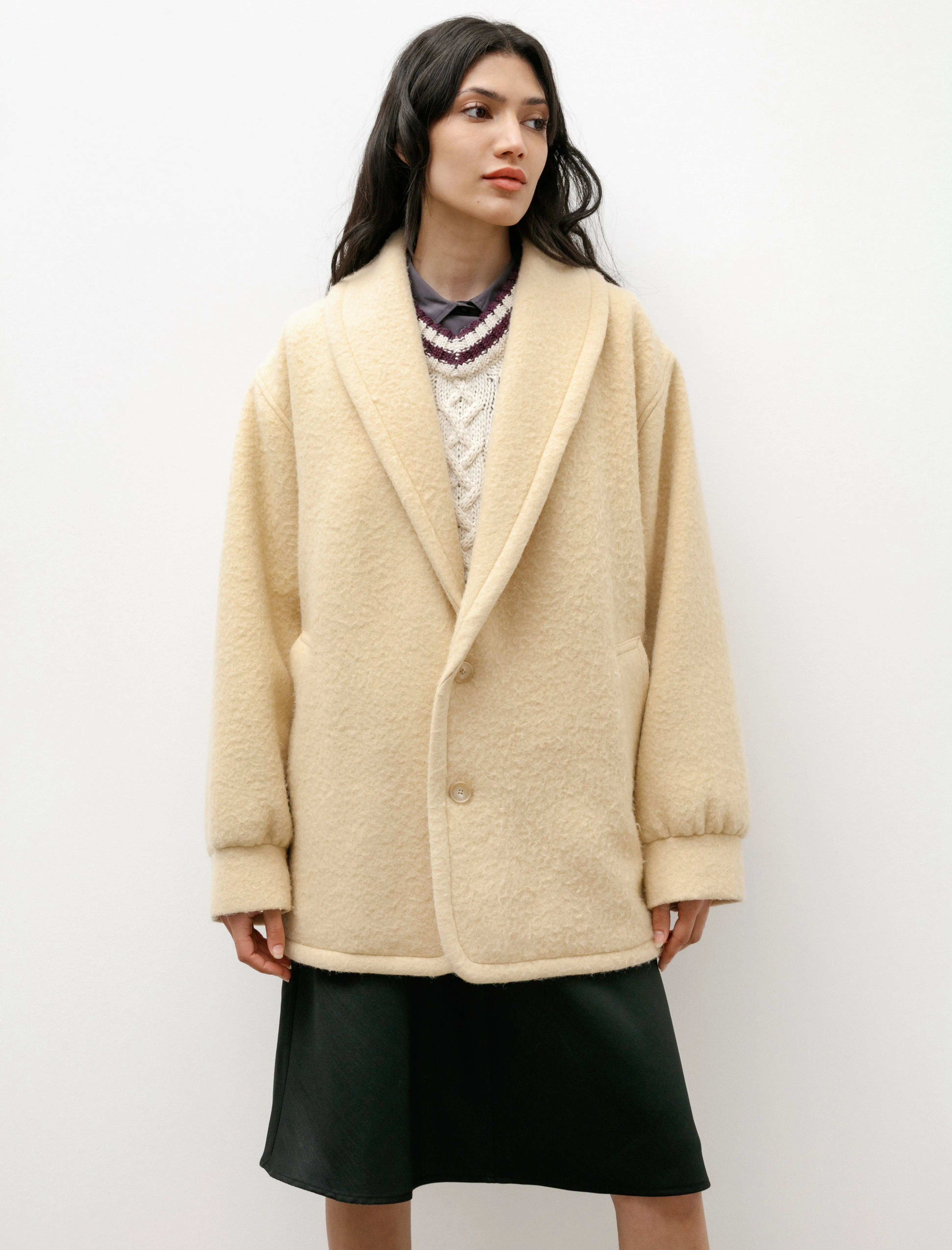 Brushed Alpaca Wool Melton Half Coat Beige sold by SHOP NEIGHBOR product image thumbnail 3
