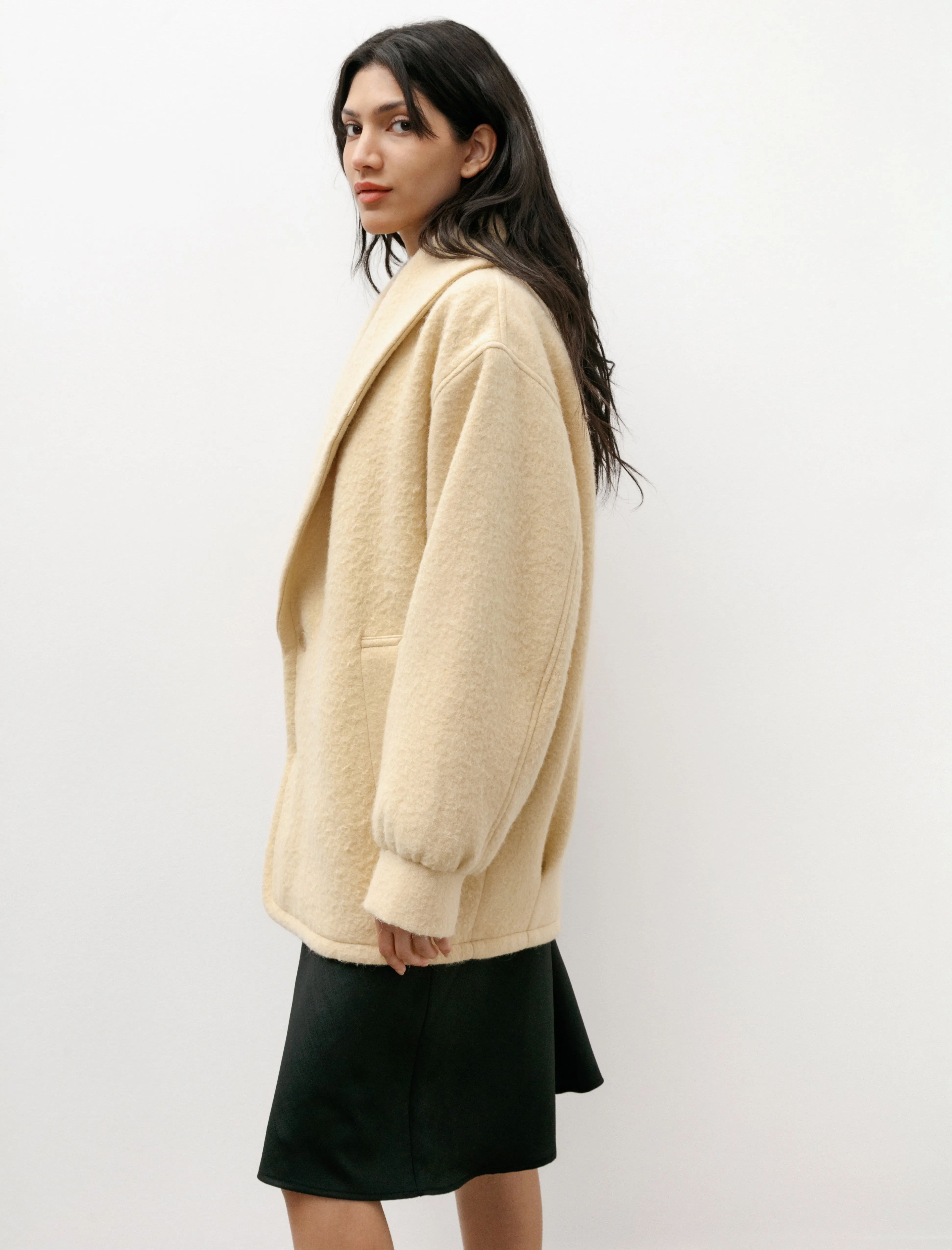 Brushed Alpaca Wool Melton Half Coat Beige sold by SHOP NEIGHBOR product image thumbnail 5