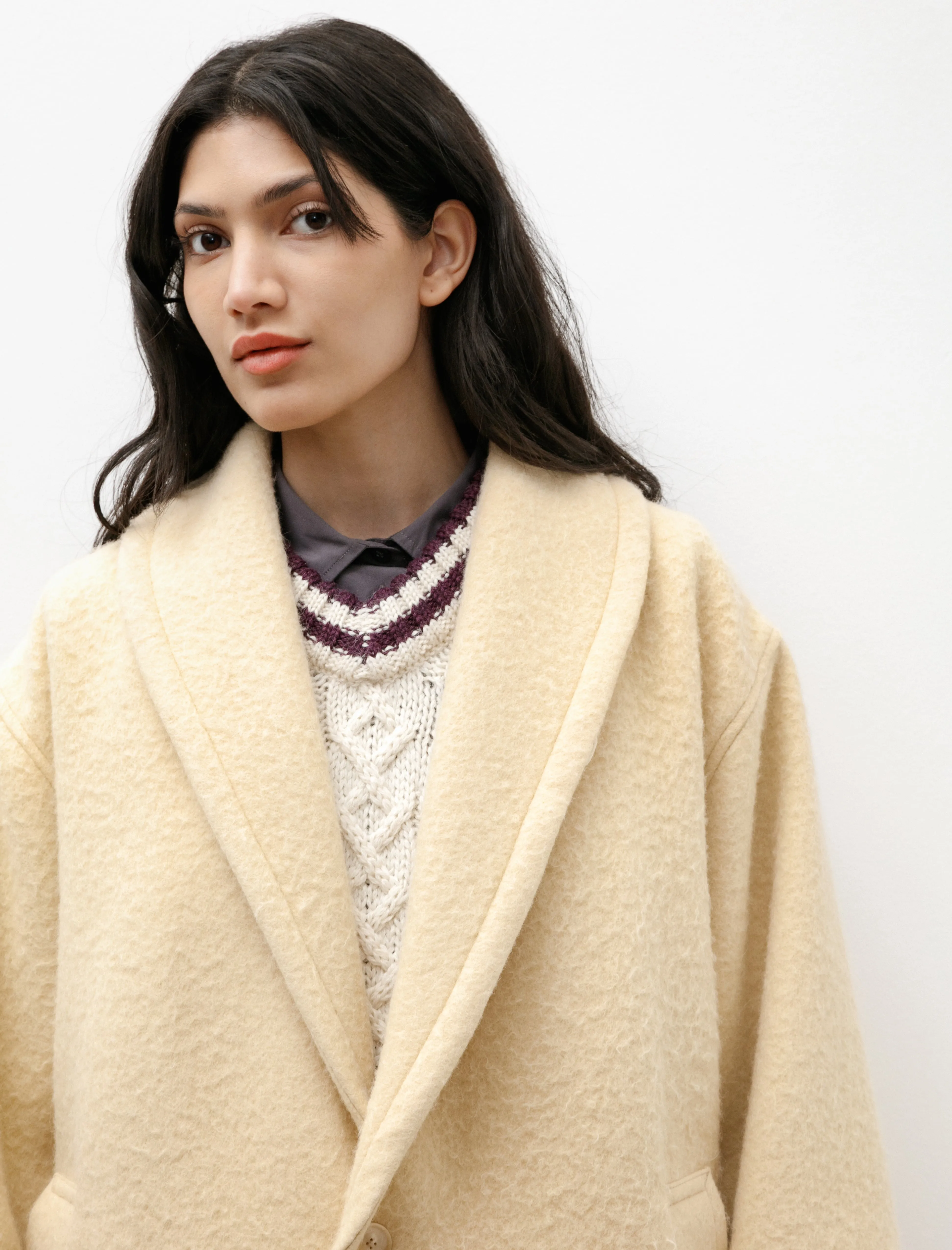 Brushed Alpaca Wool Melton Half Coat Beige sold by SHOP NEIGHBOR product image thumbnail 4