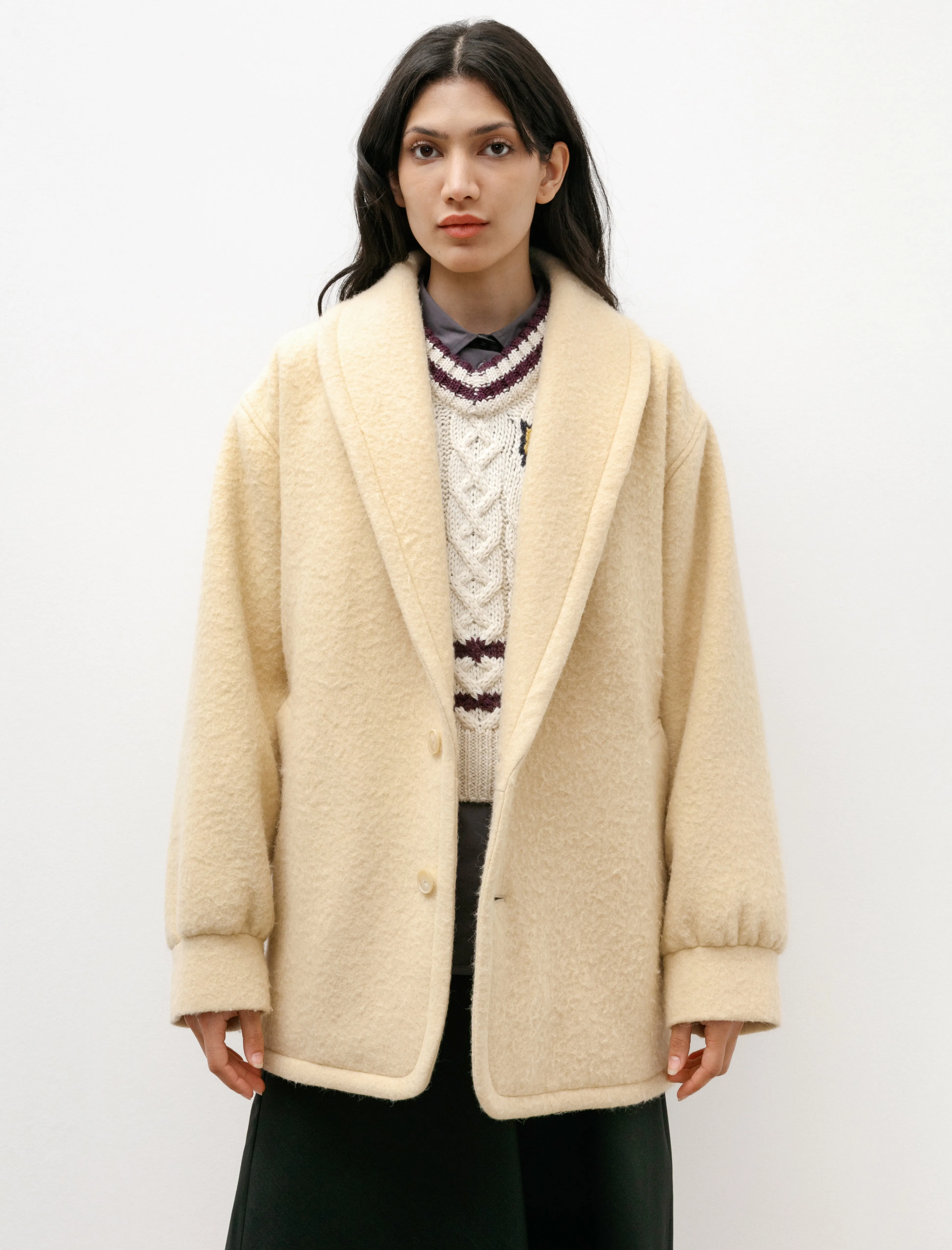 Brushed Alpaca Wool Melton Half Coat Beige sold by SHOP NEIGHBOR product image thumbnail 2