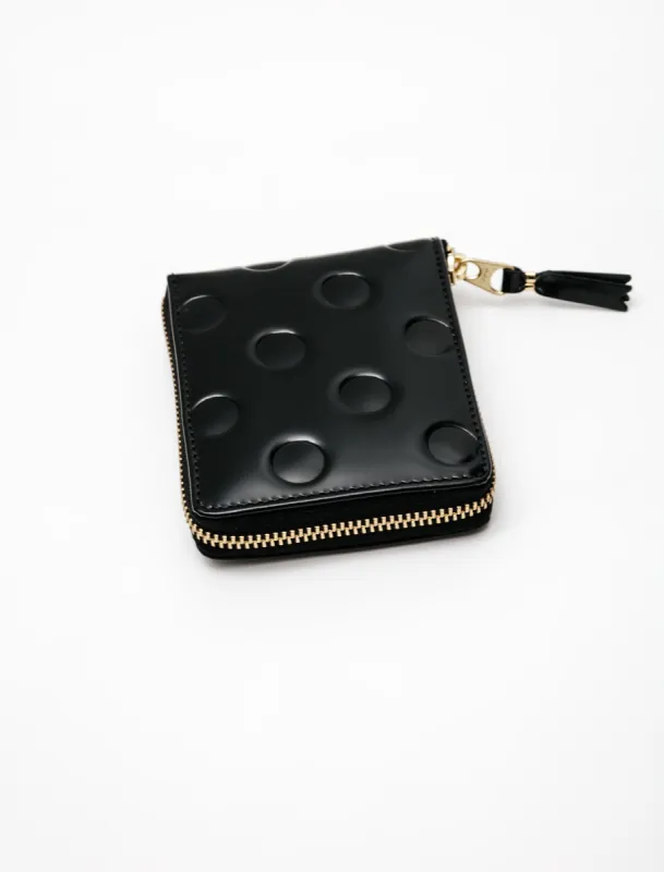 Embossed Polka Dots Small Full Zip Wallet Black - SA7100NE made by SHOP NEIGHBOR
