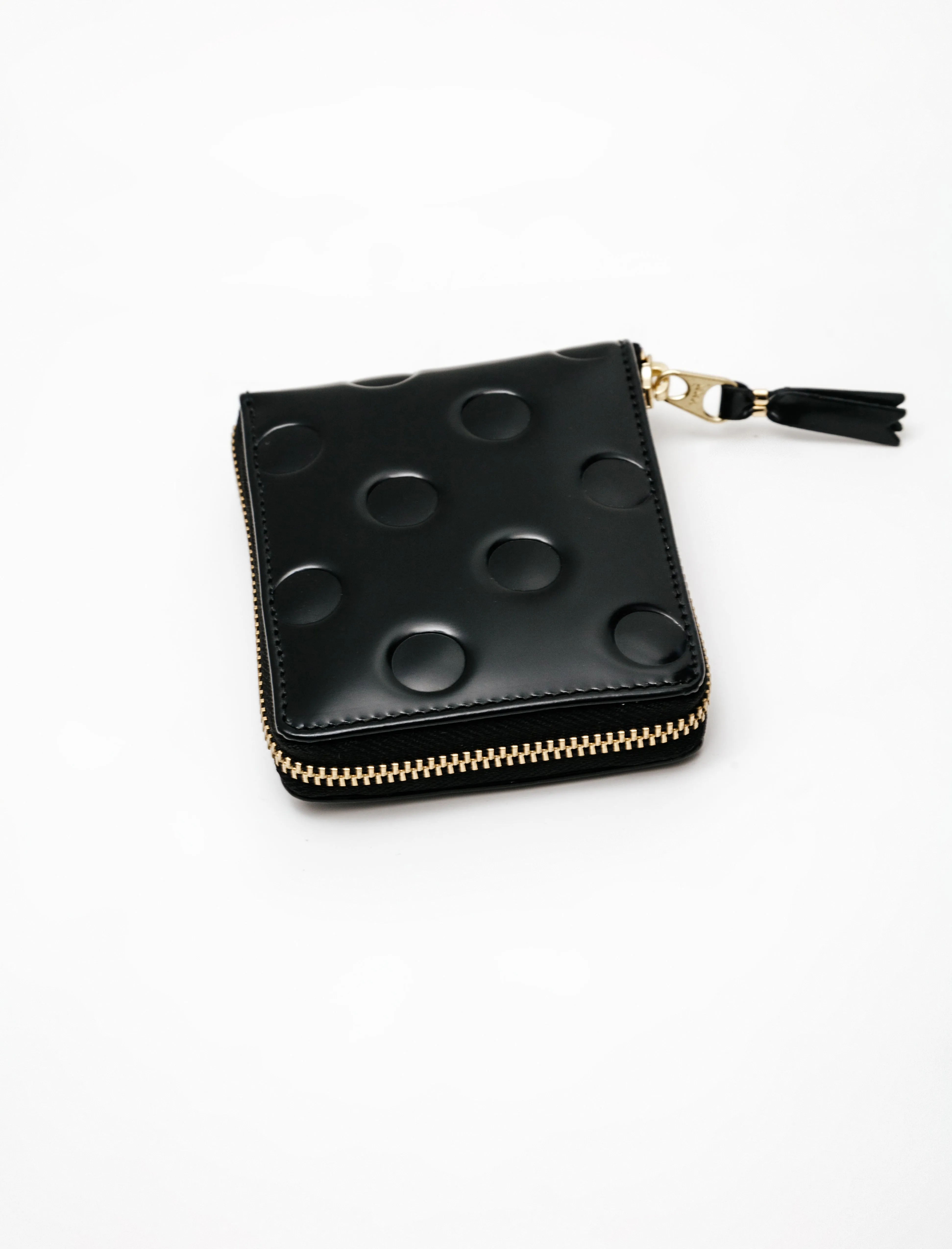 Embossed Polka Dots Small Full Zip Wallet Black - SA7100NE sold by SHOP NEIGHBOR