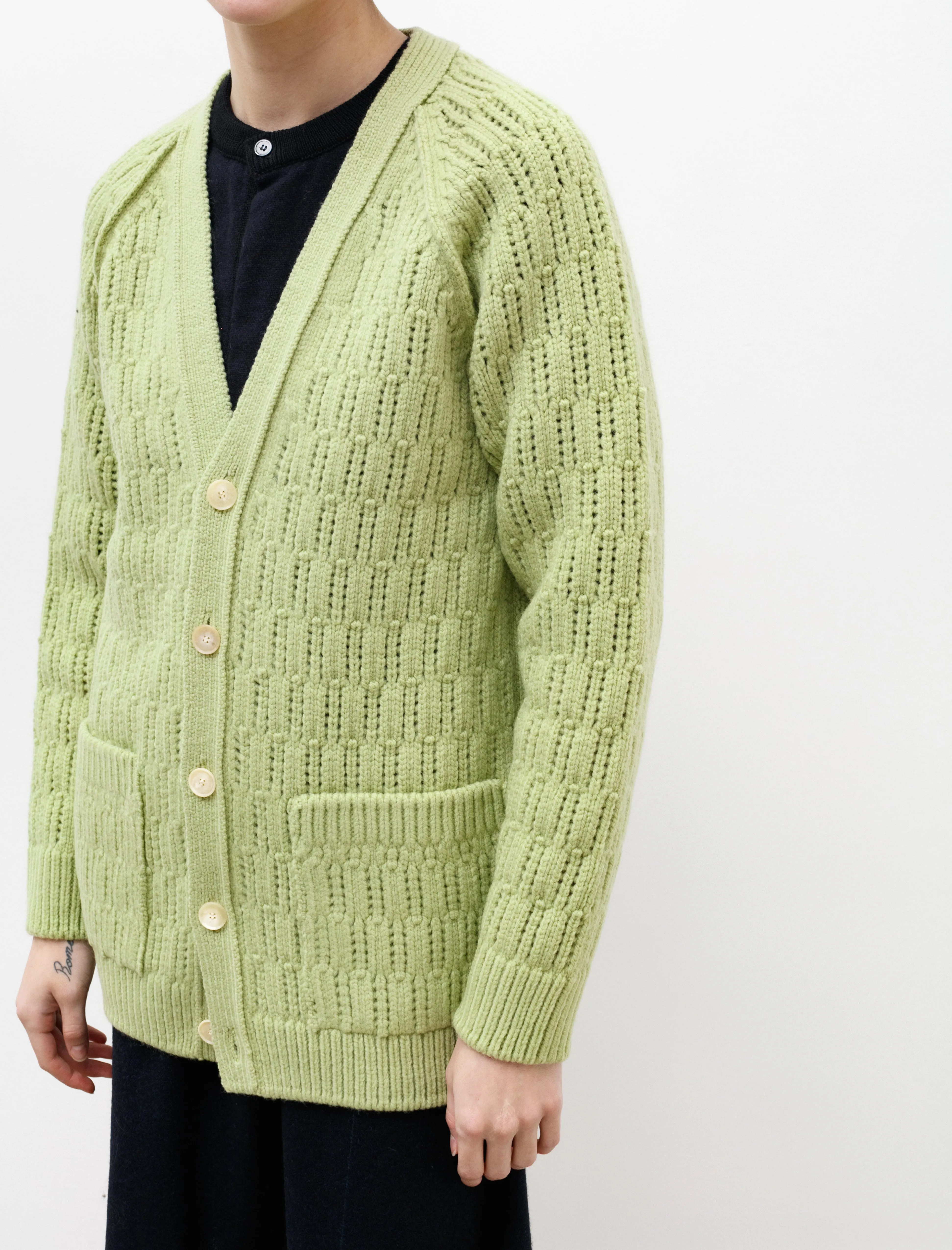 Wool Cord Rib Knit Cardigan Light Green sold by SHOP NEIGHBOR product image thumbnail 3