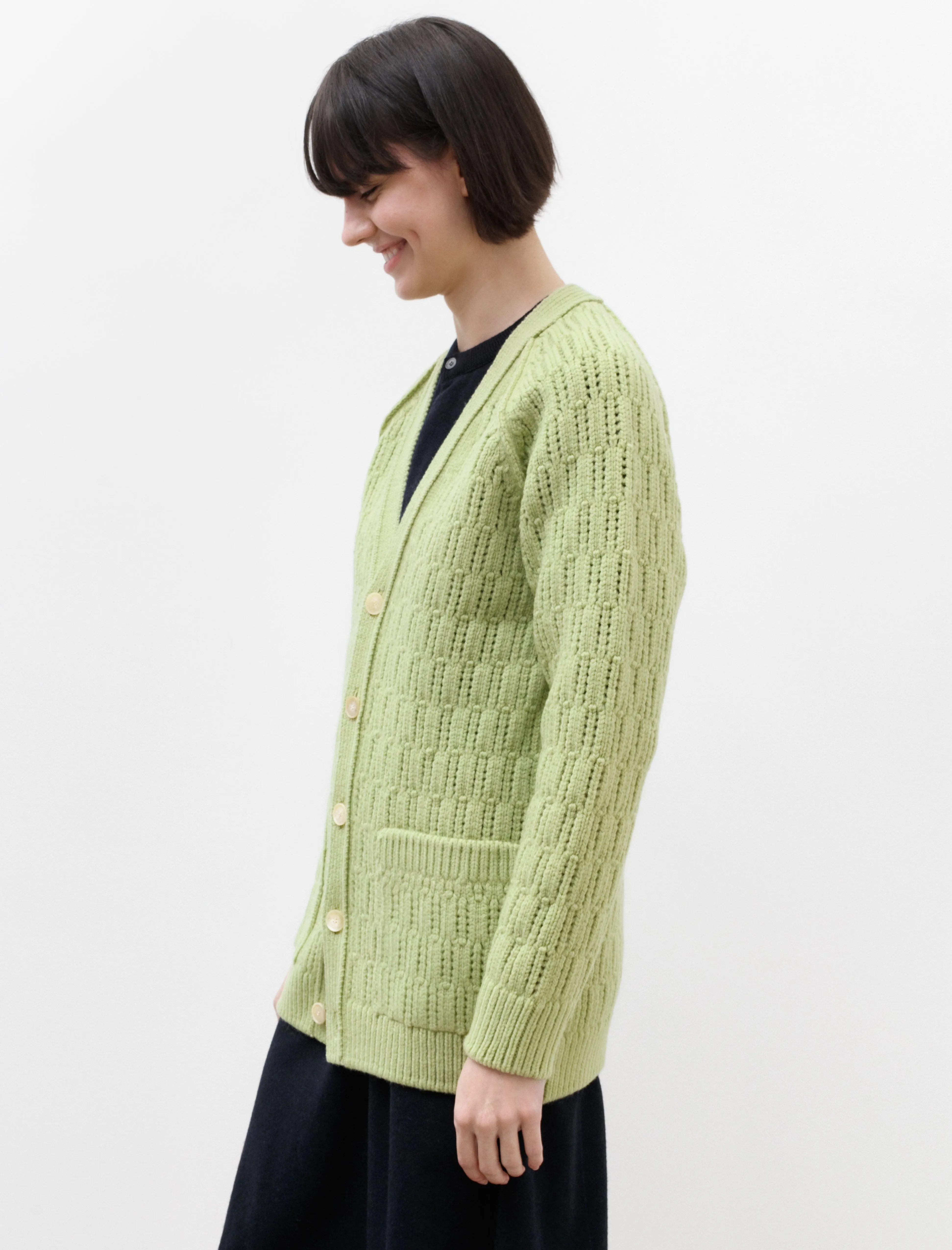 Wool Cord Rib Knit Cardigan Light Green sold by SHOP NEIGHBOR product image thumbnail 4