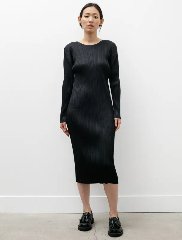 Long Sleeve Straight Dress Black made by SHOP NEIGHBOR