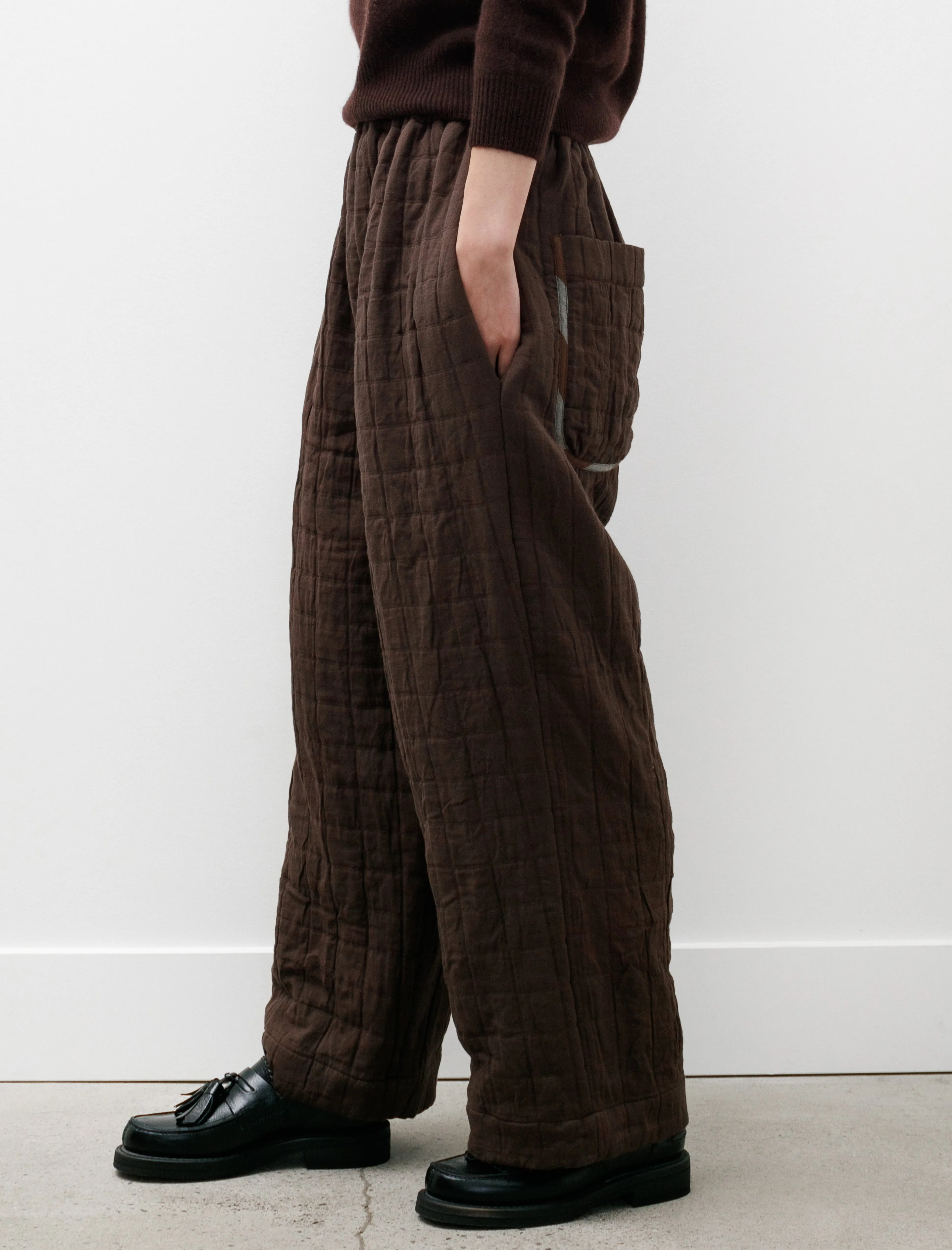 Luna Trousers Linen/Jacquard Cocoa/Blue sold by SHOP NEIGHBOR product image thumbnail 3