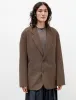 Oversized Blazer with Pleats Crepe Wool Brown sold by SHOP NEIGHBOR