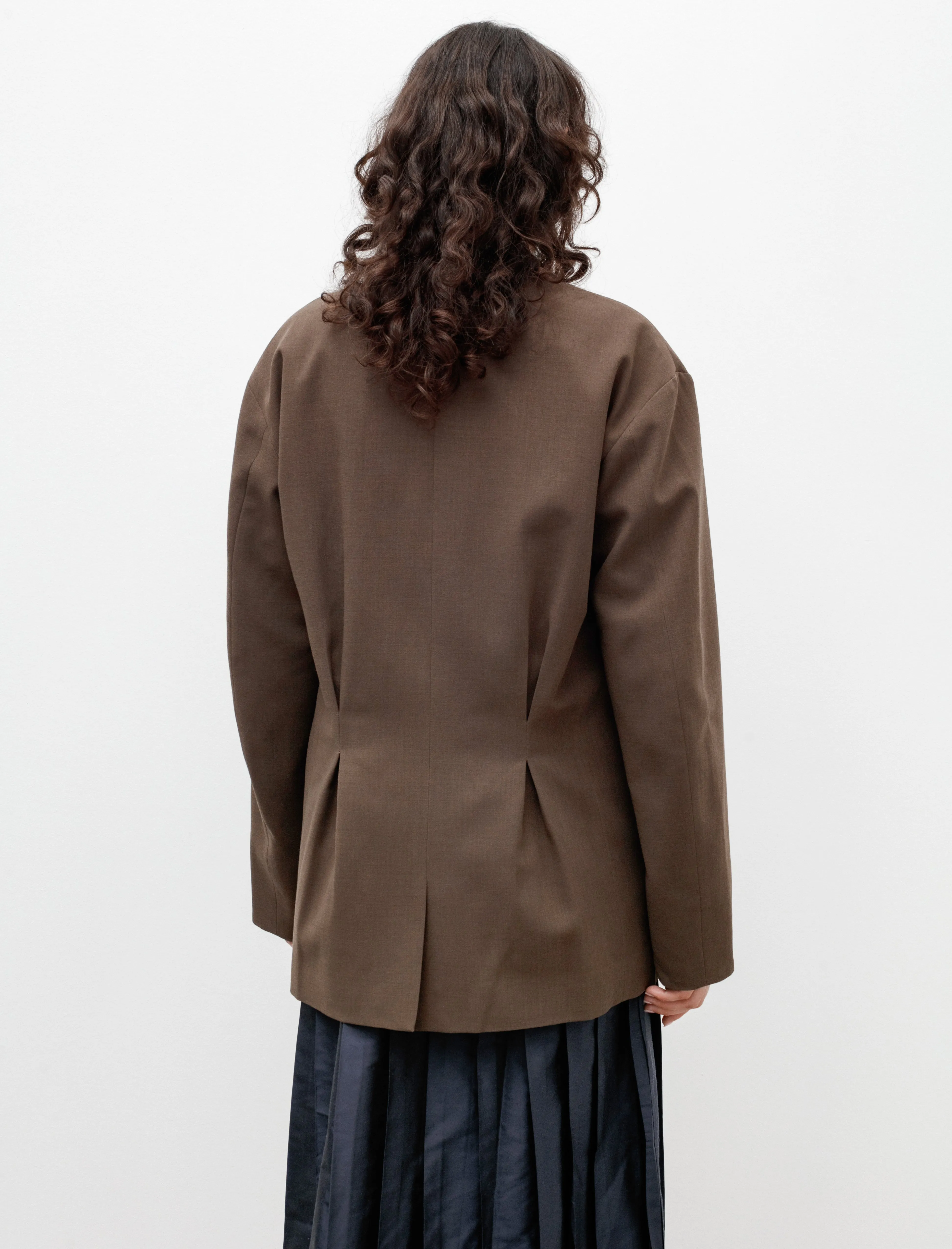 Oversized Blazer with Pleats Crepe Wool Brown sold by SHOP NEIGHBOR product image thumbnail 2